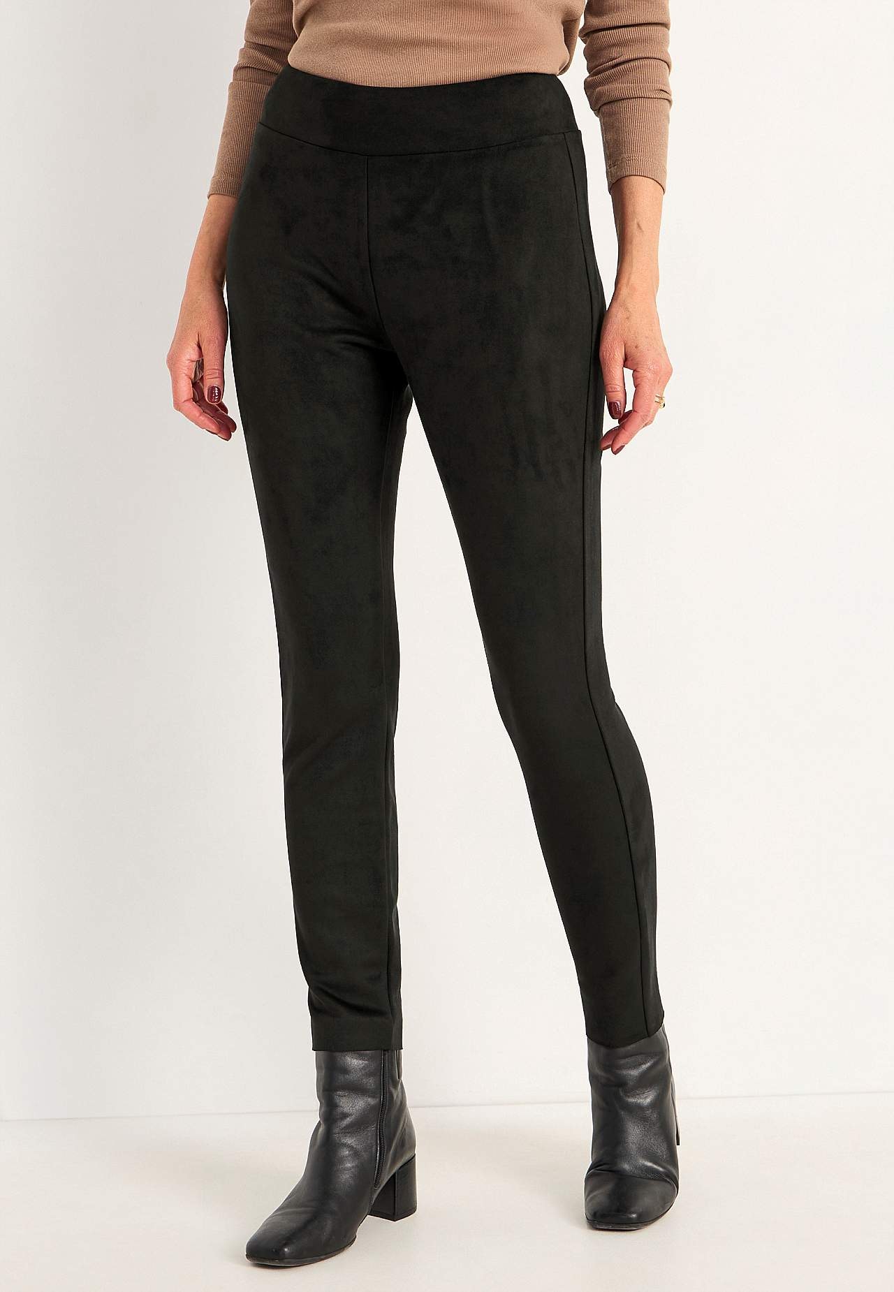Leggings med utseende av semsket skinn