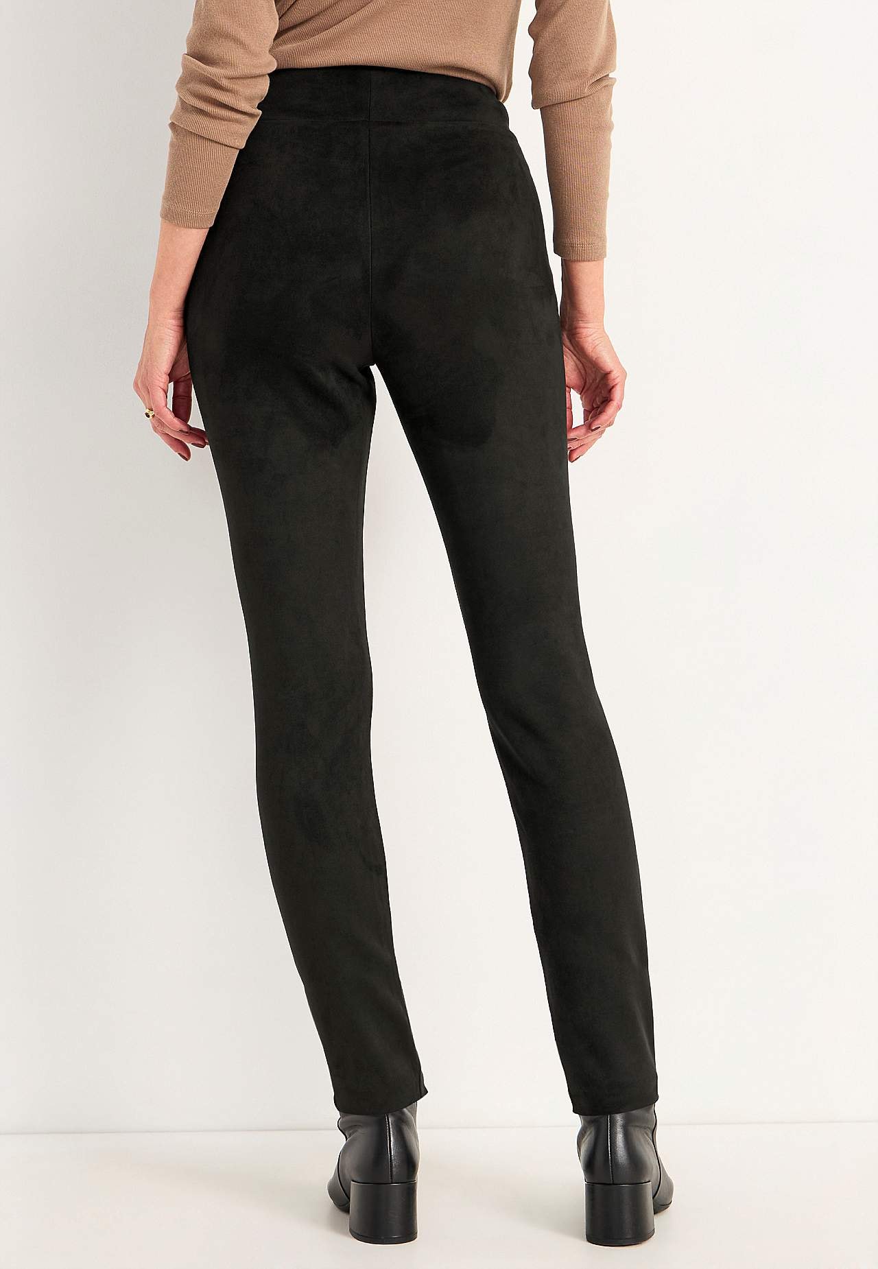 Leggings med utseende av semsket skinn