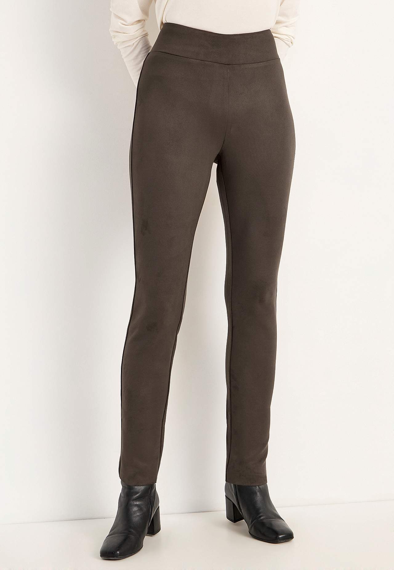 Leggings med utseende av semsket skinn