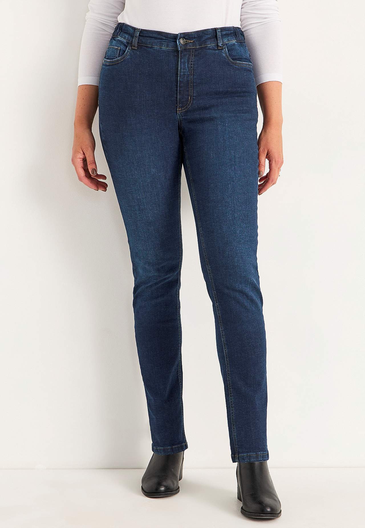 Jeans med strikk i sidene