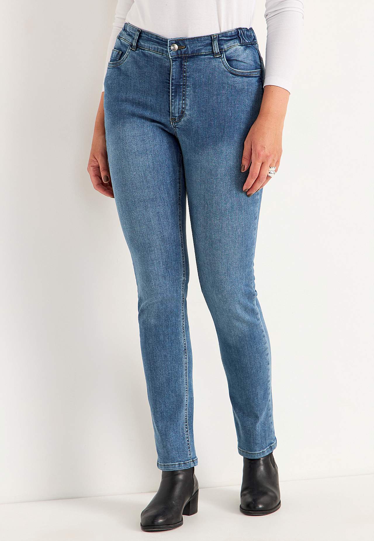Jeans med strikk i sidene