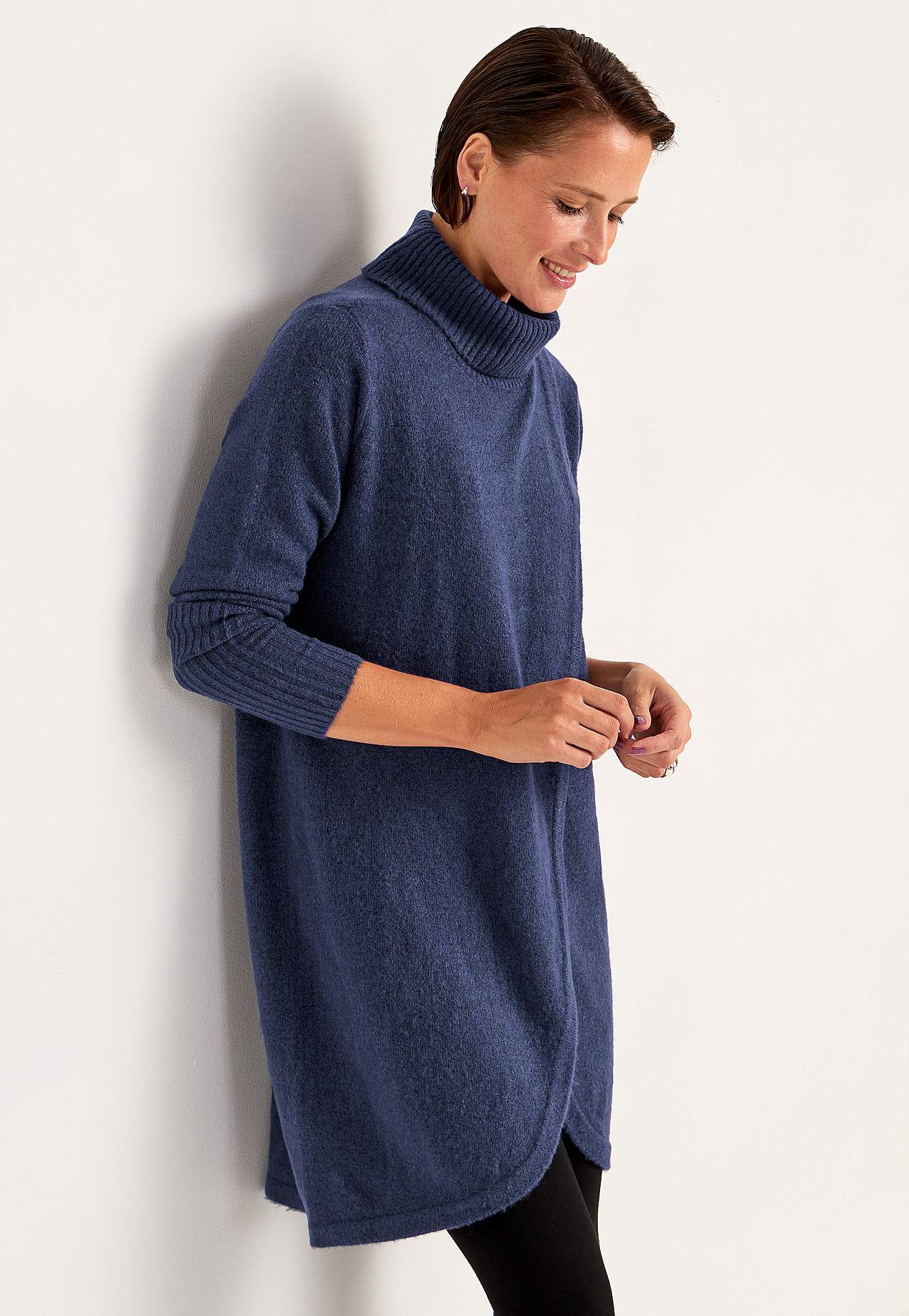 Strikket poloskjorte med innpakket detalj foran