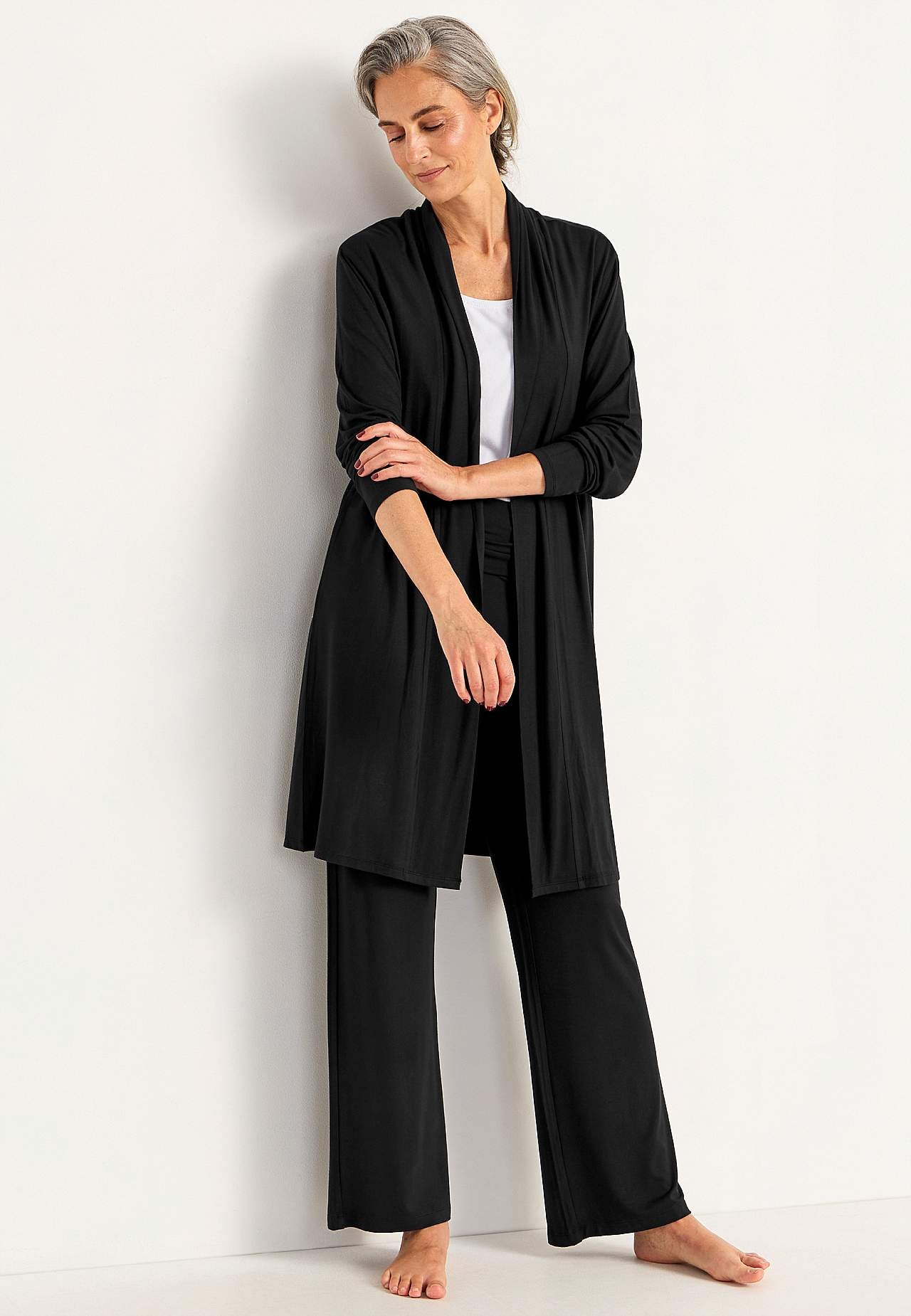 Lang cardigan i tricot
