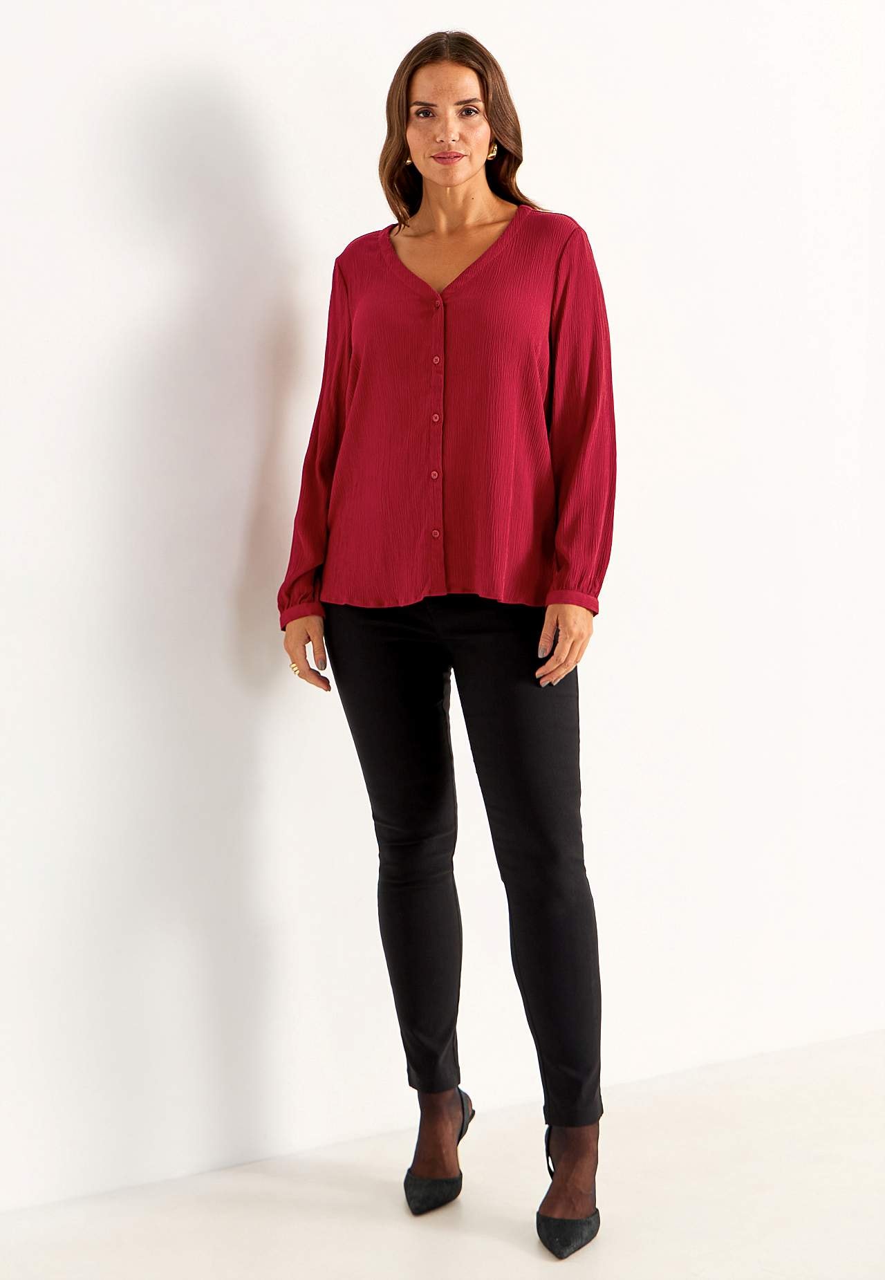 Bluse med crêpe-kvalitet