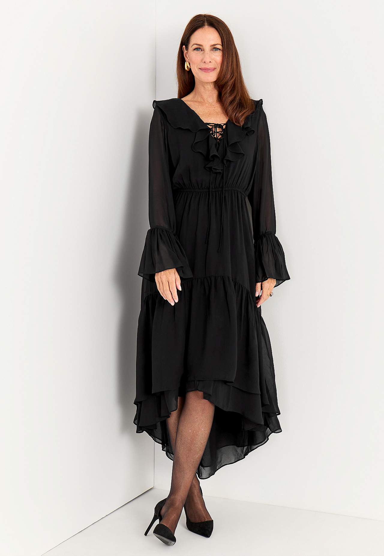 Festkjole i vevd chiffon