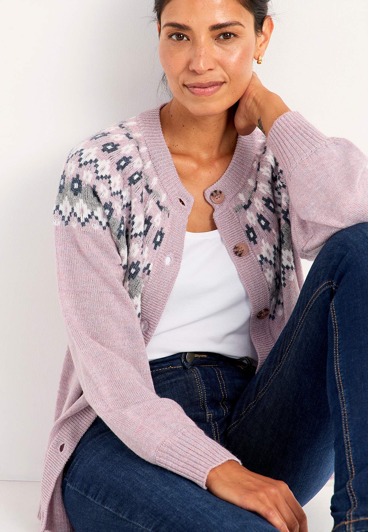Jacquard-mønster cardigan