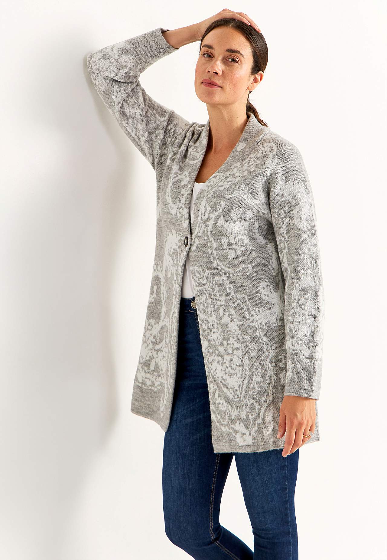 Jacquardstrikket cardigan