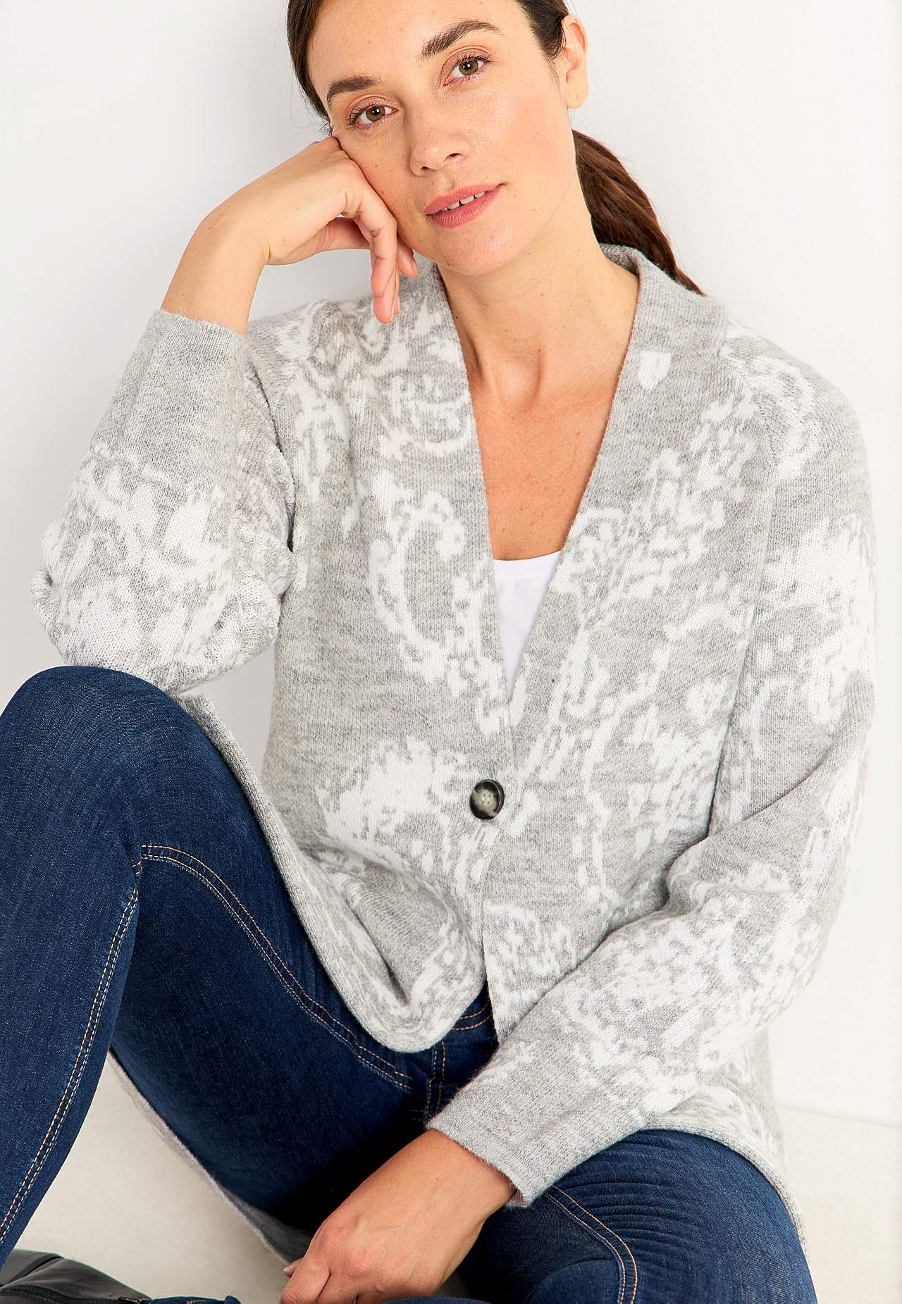 Jacquardstrikket cardigan