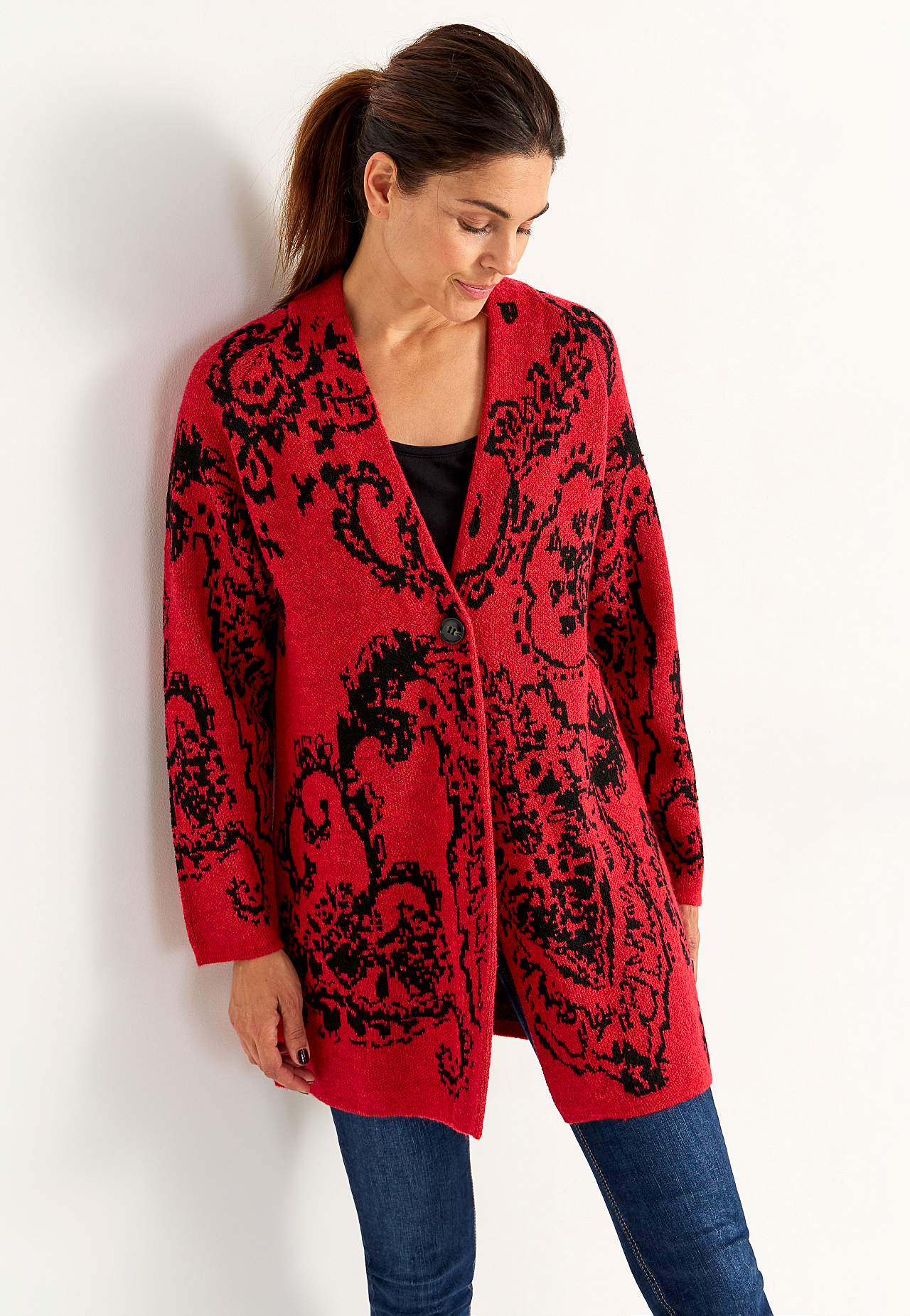 Jacquardstrikket cardigan
