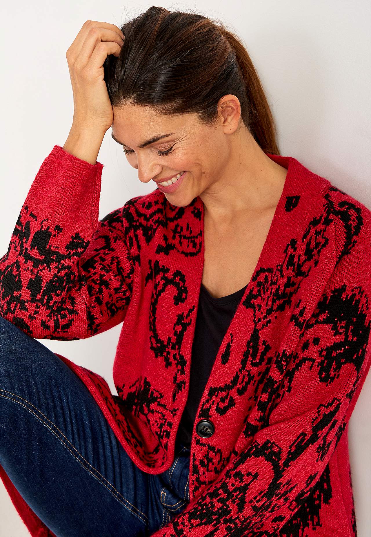 Jacquardstrikket cardigan