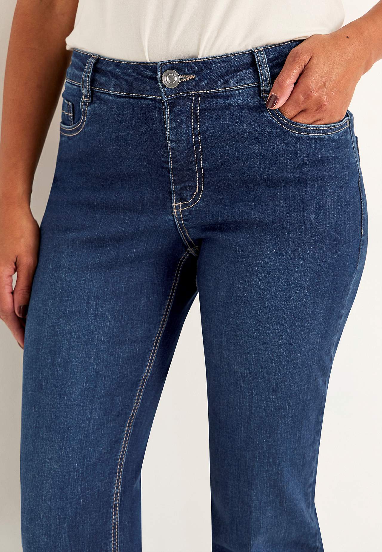 Komfortable stretchjeans med rette ben