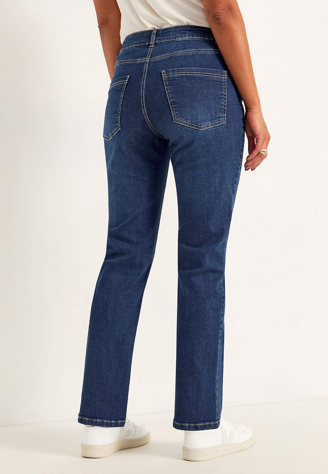 Komfortable stretchjeans med rette ben