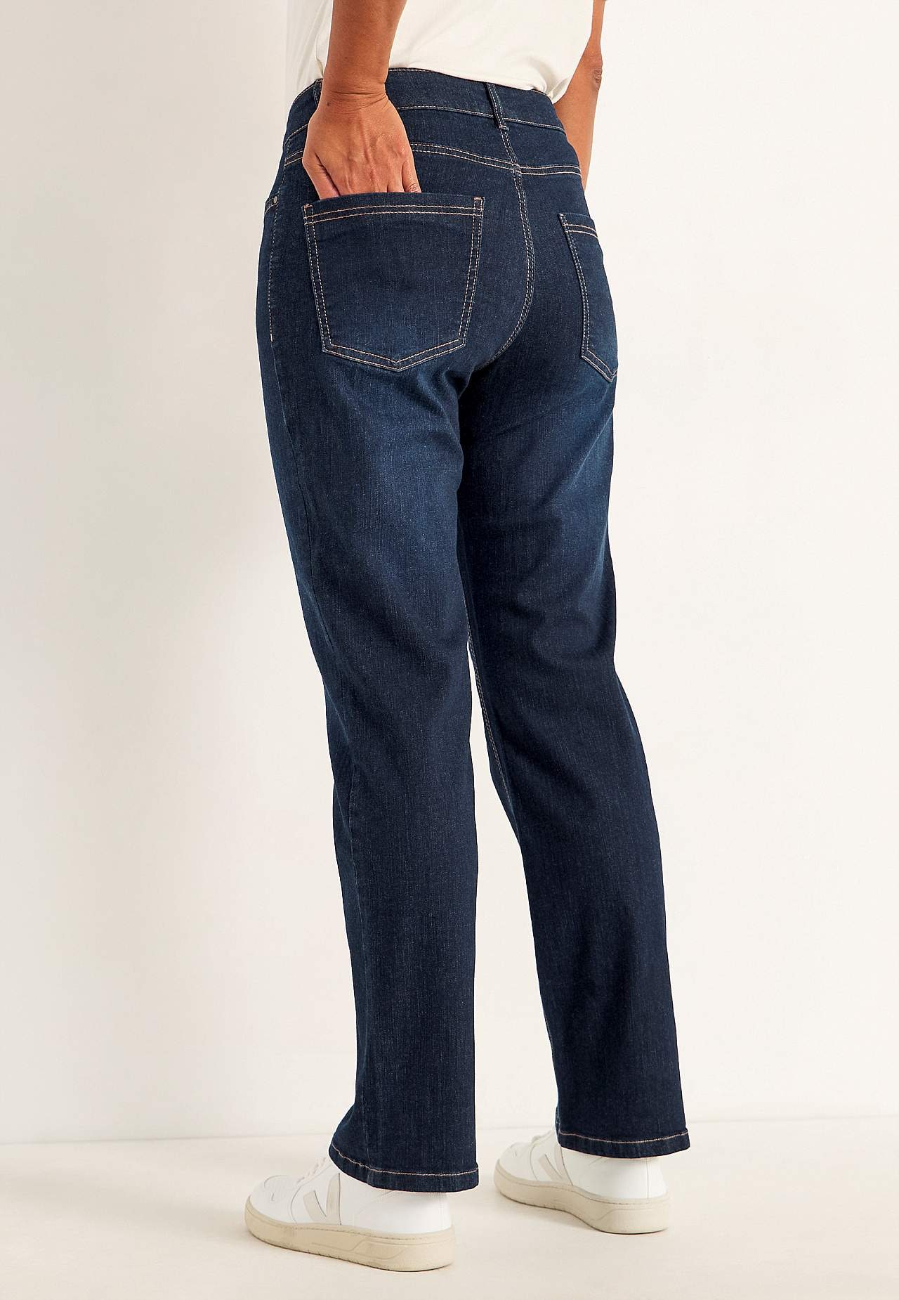 Komfortable stretchjeans med rette ben