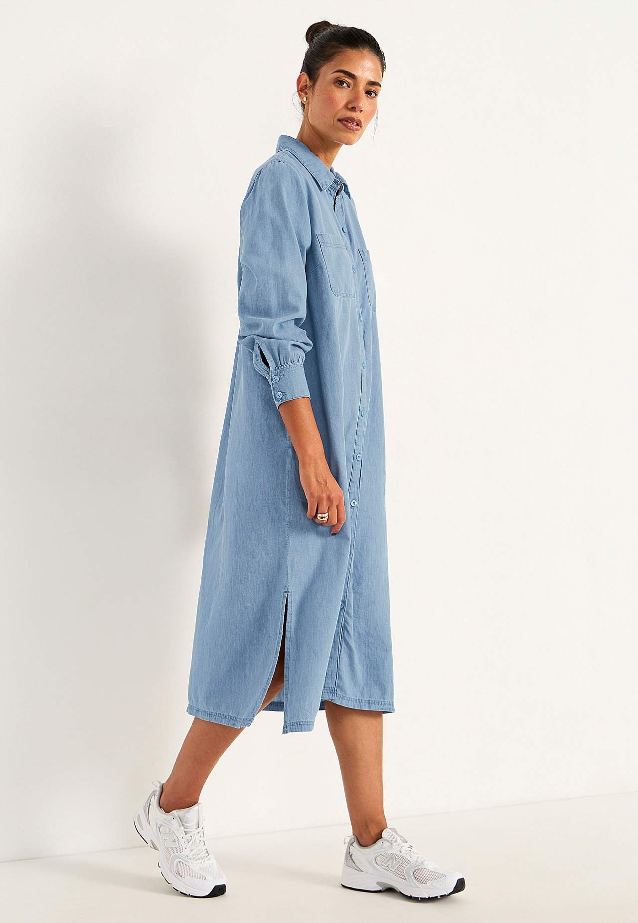 Denimkjole med sidelommer