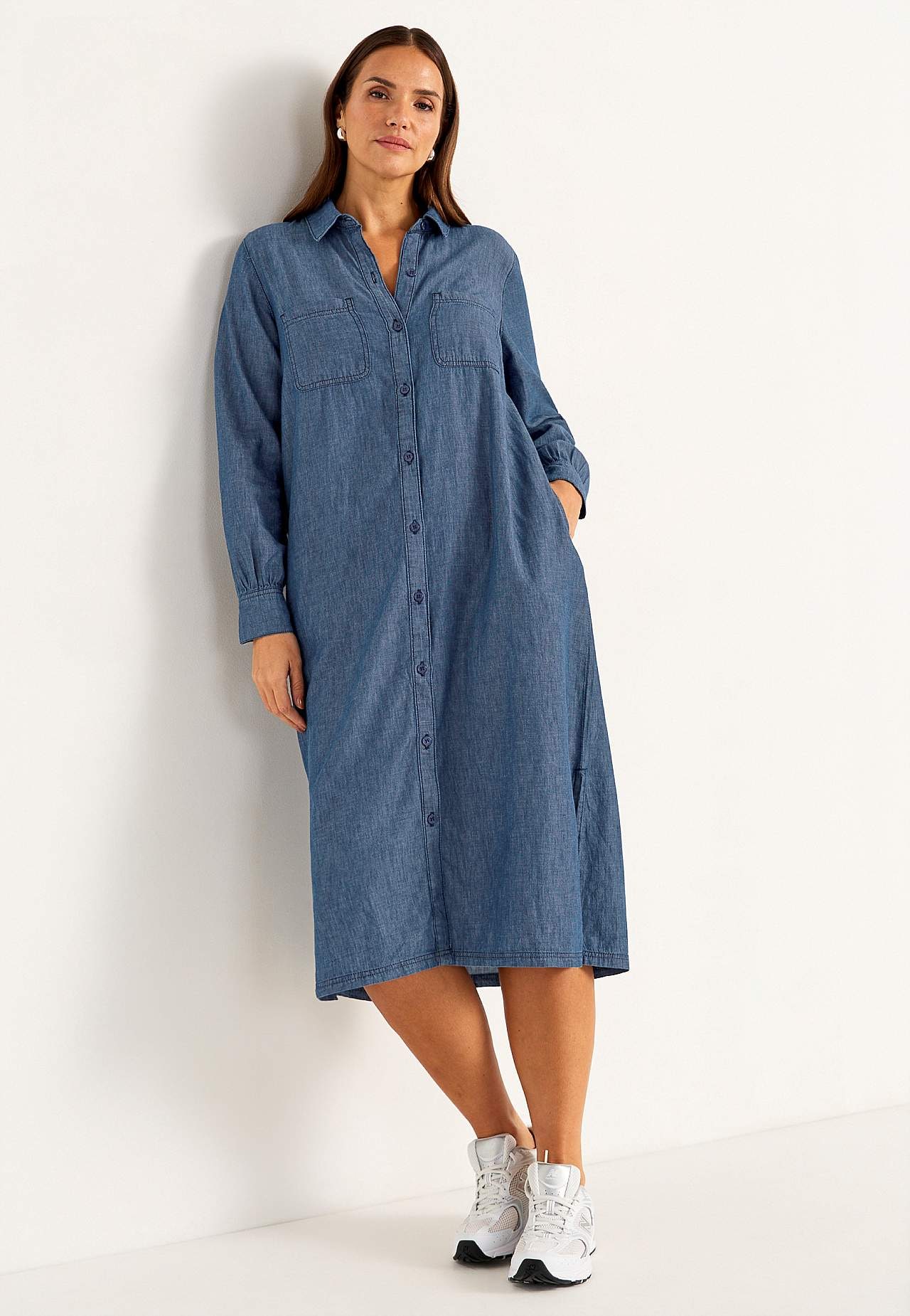 Denimkjole med sidelommer