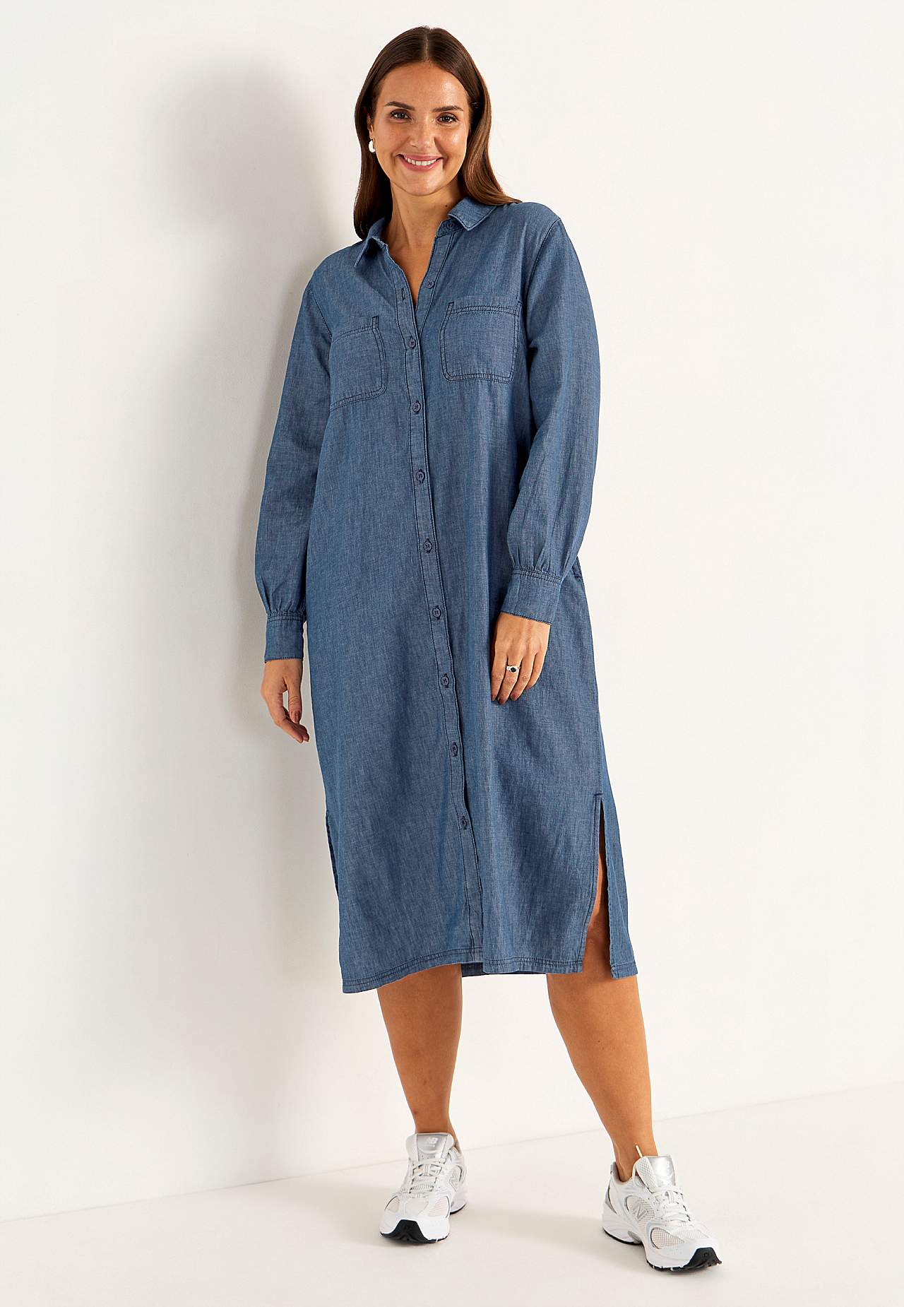Denimkjole med sidelommer