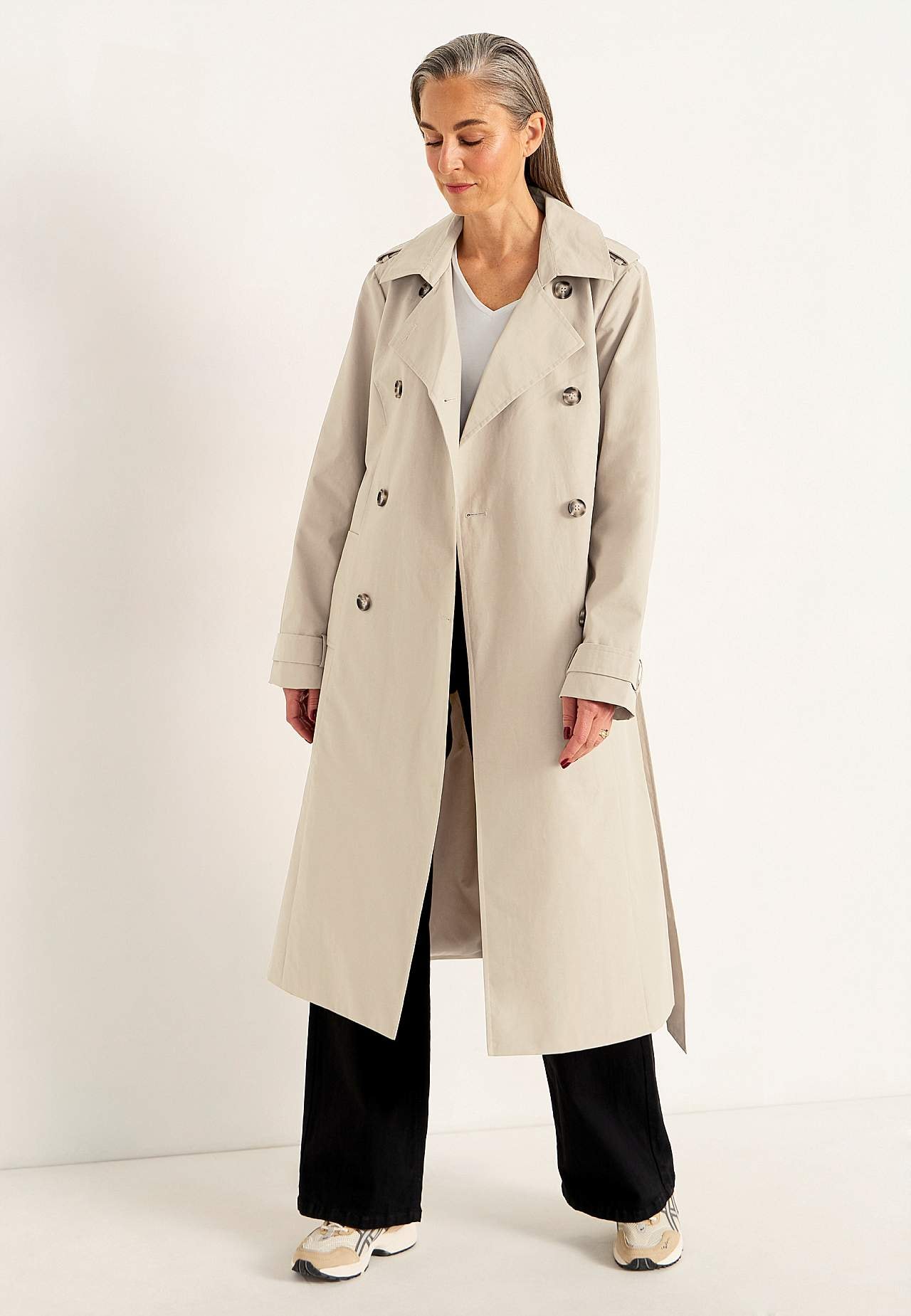 Dobbelbryst trenchcoat