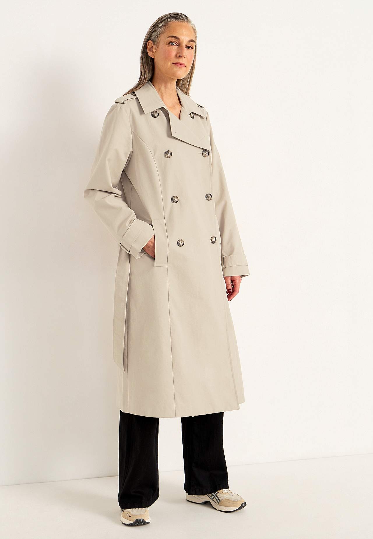 Dobbelbryst trenchcoat
