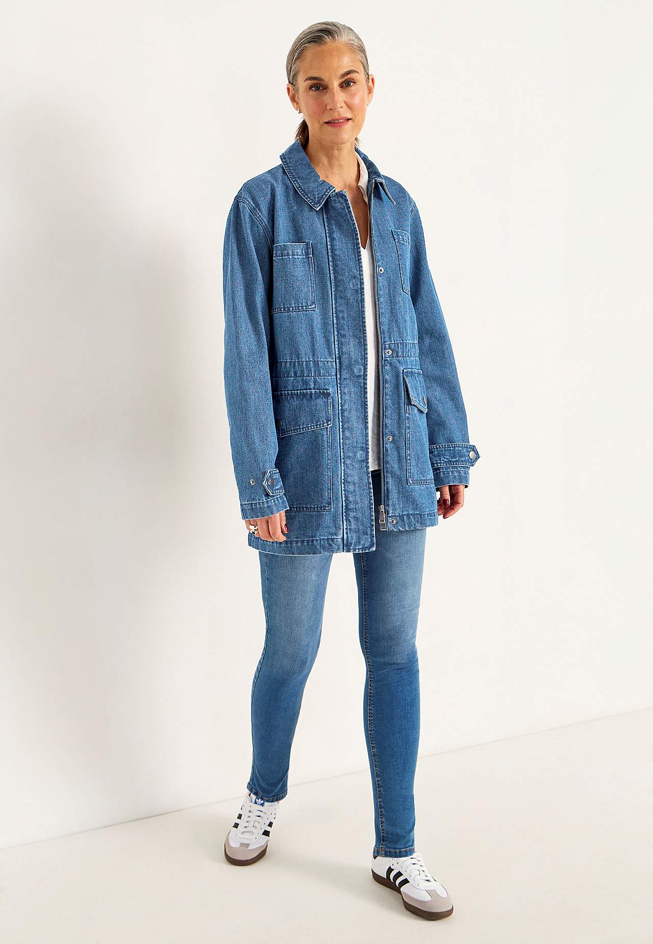 Denimjakke med glidelås