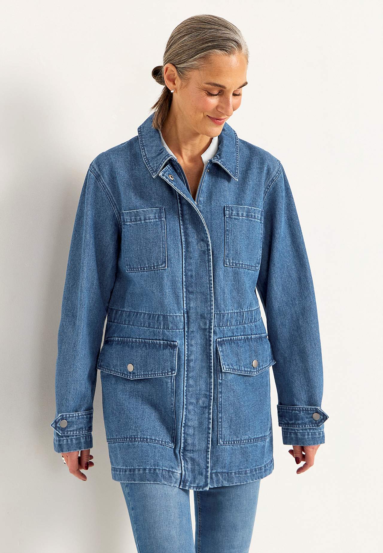 Denimjakke med glidelås
