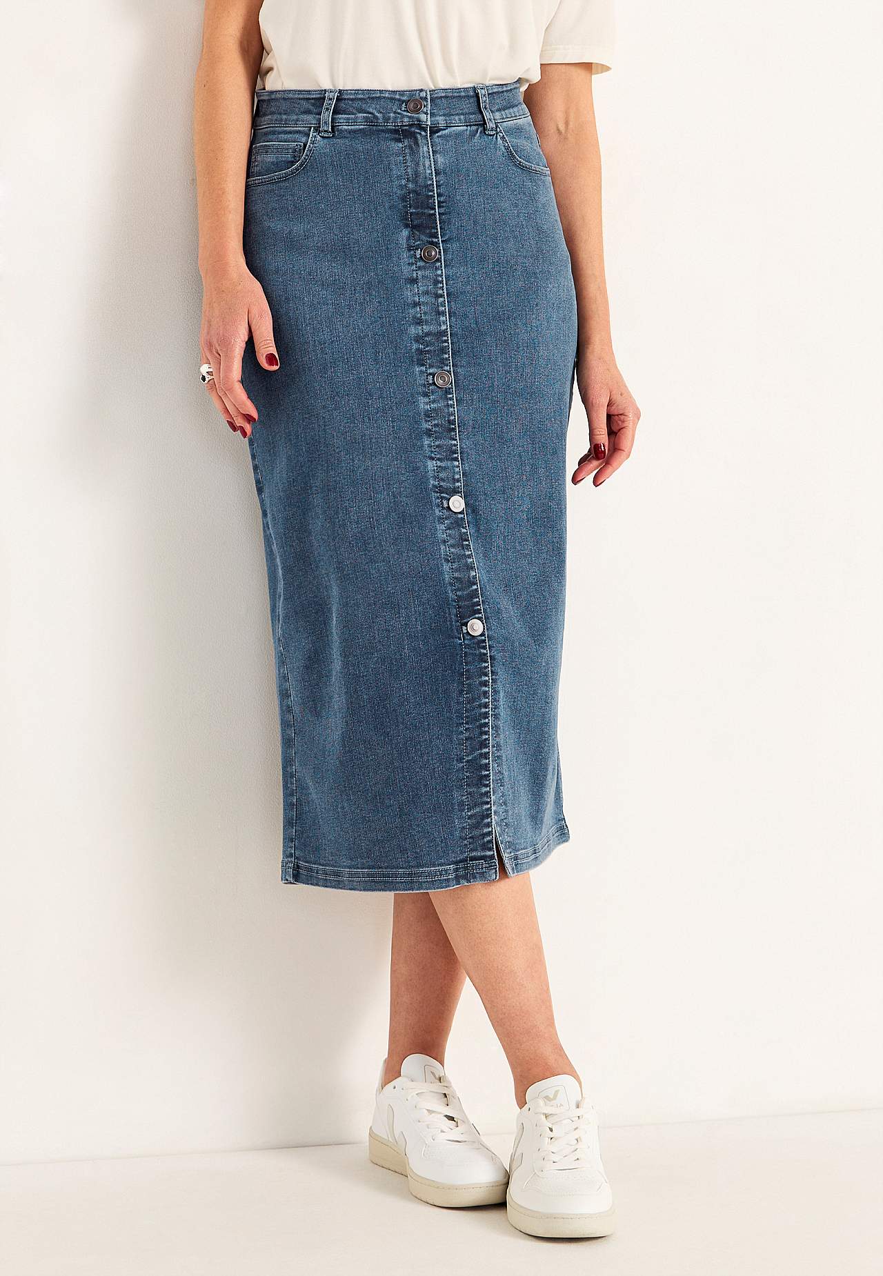 Denim skjørt med stretch Sara