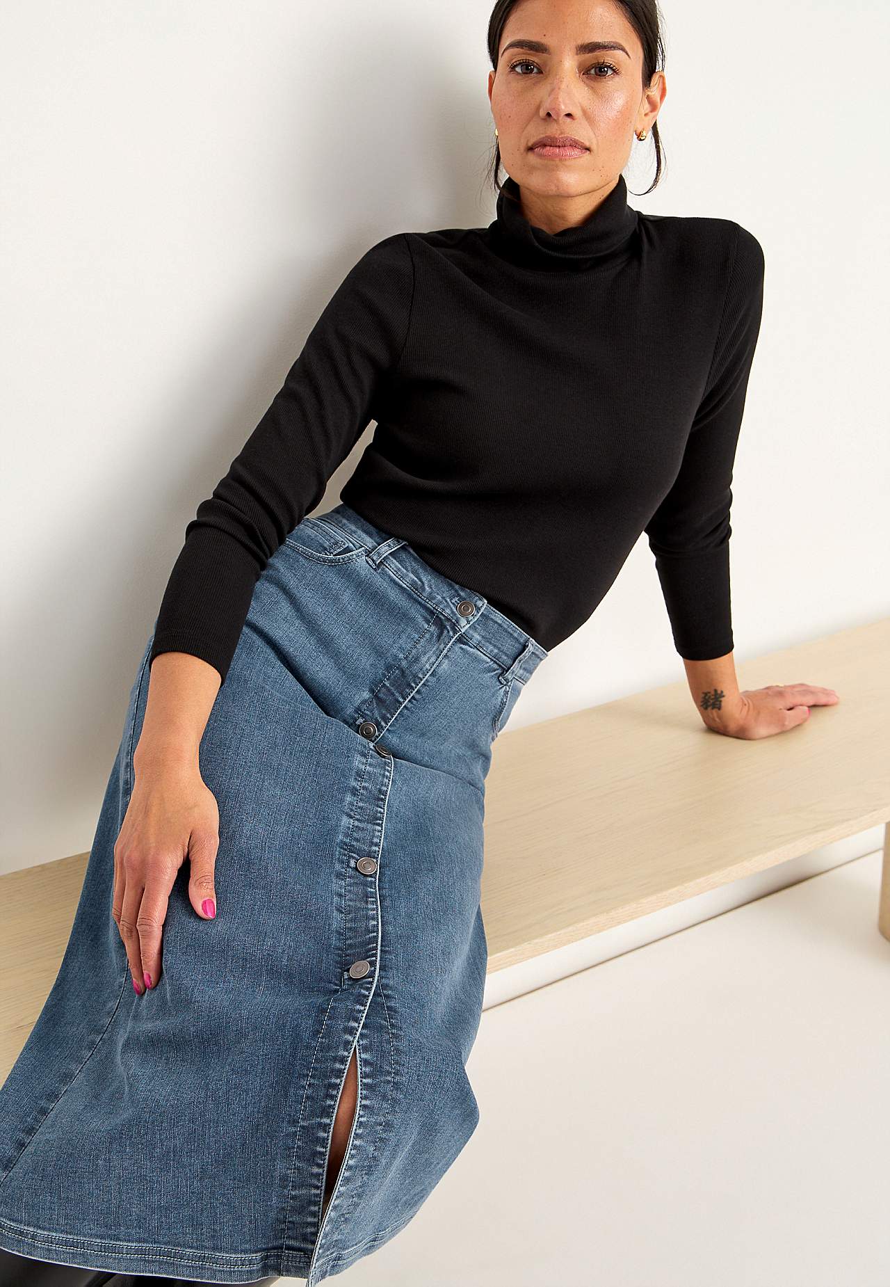 Superstretch denim skjørt