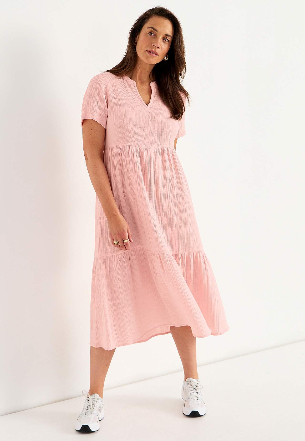 Kjole i rynket bomull