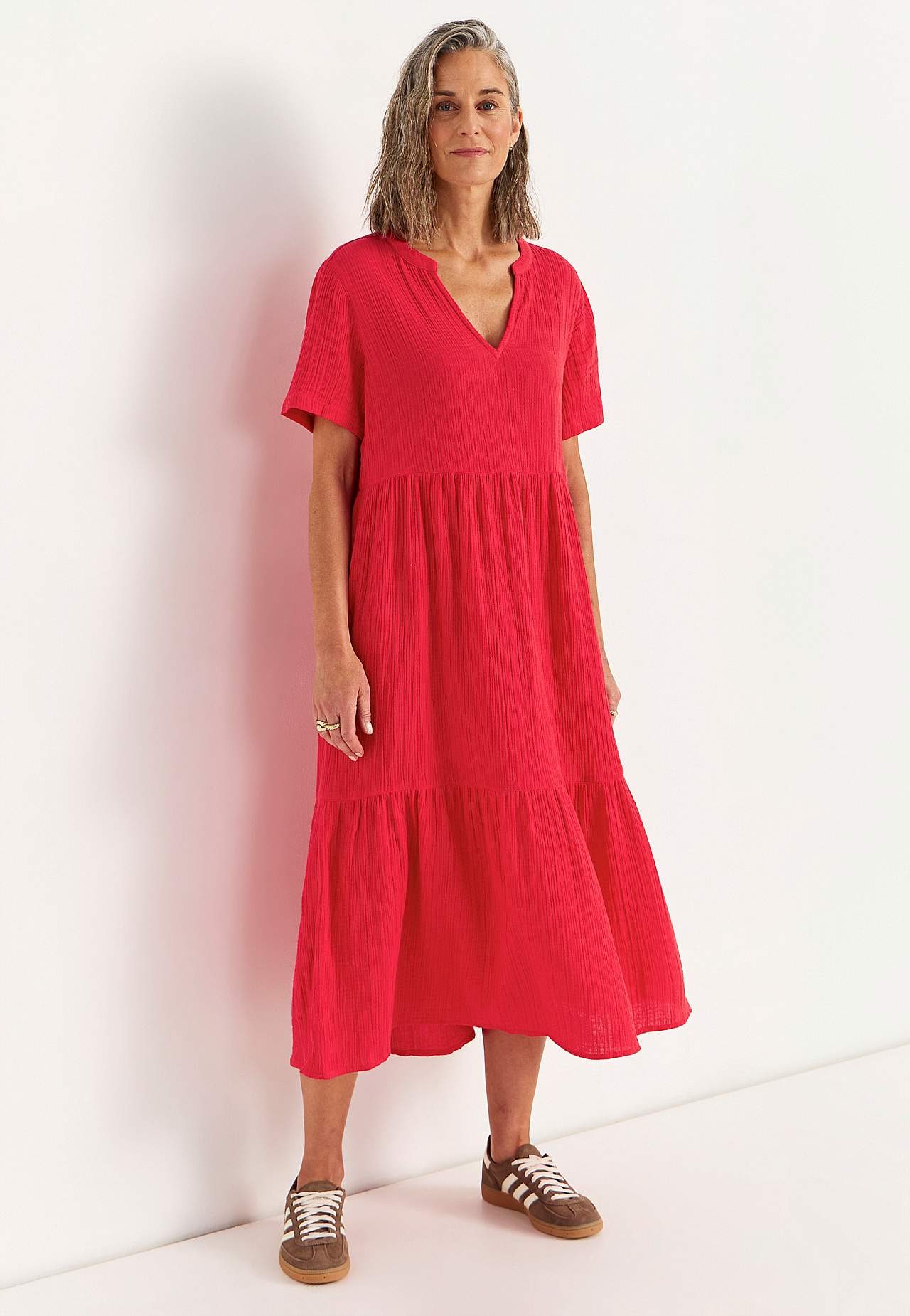 Kjole i rynket bomull