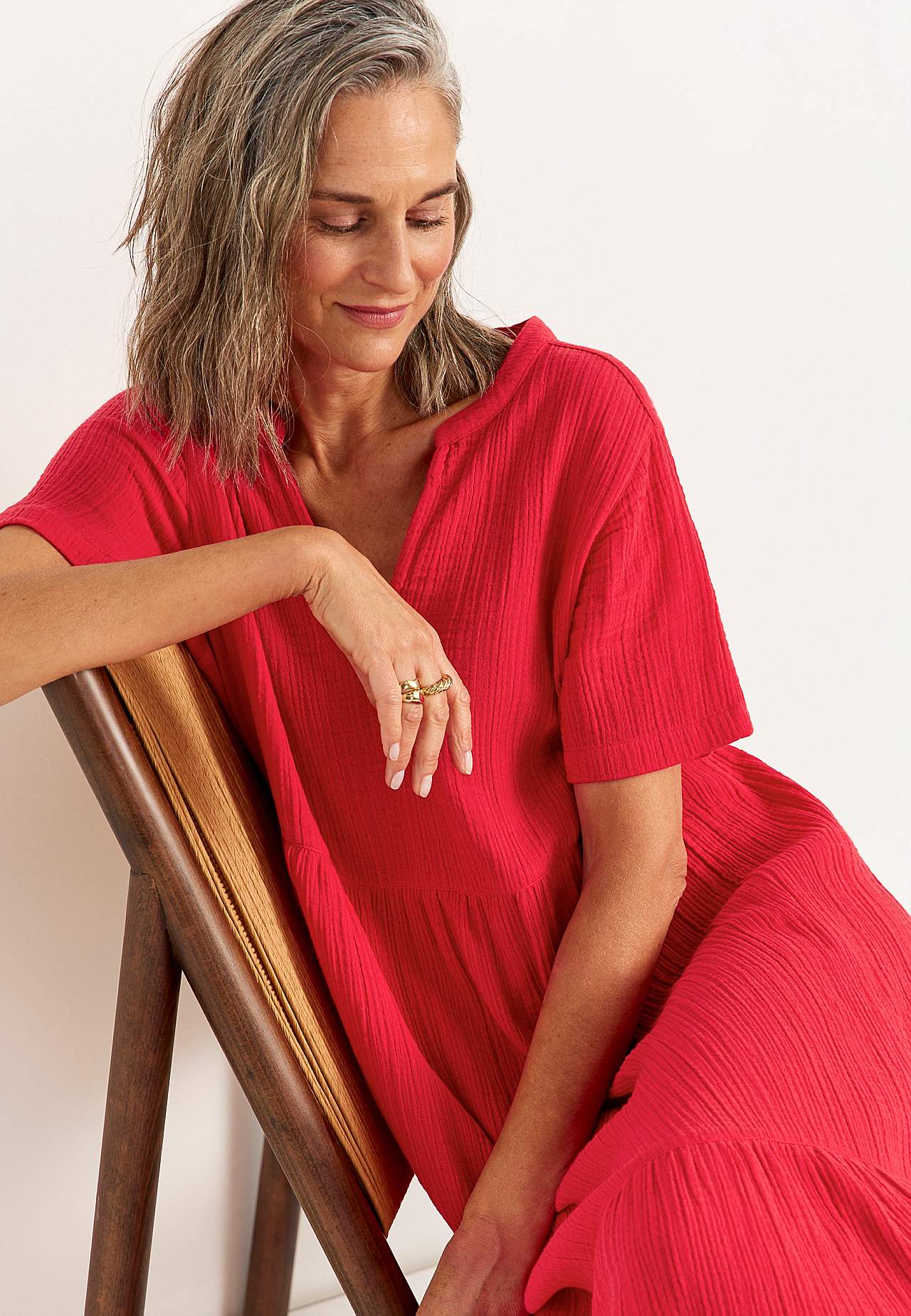 Kjole i rynket bomull