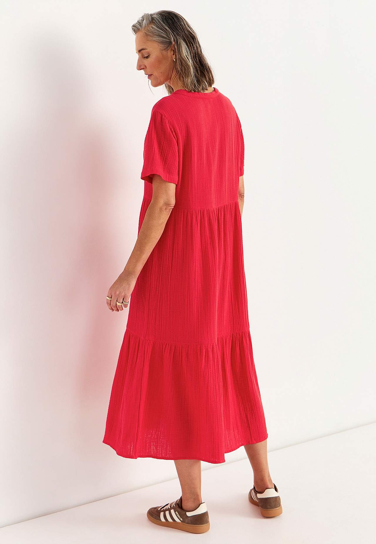 Kjole i rynket bomull