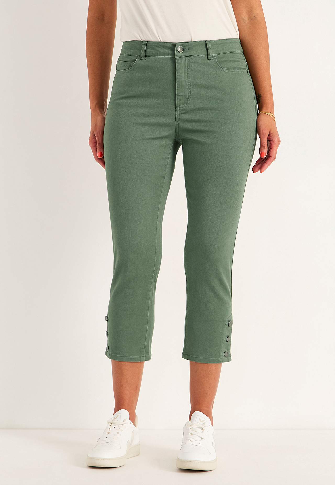 Caprijeans med design med fem lommer
