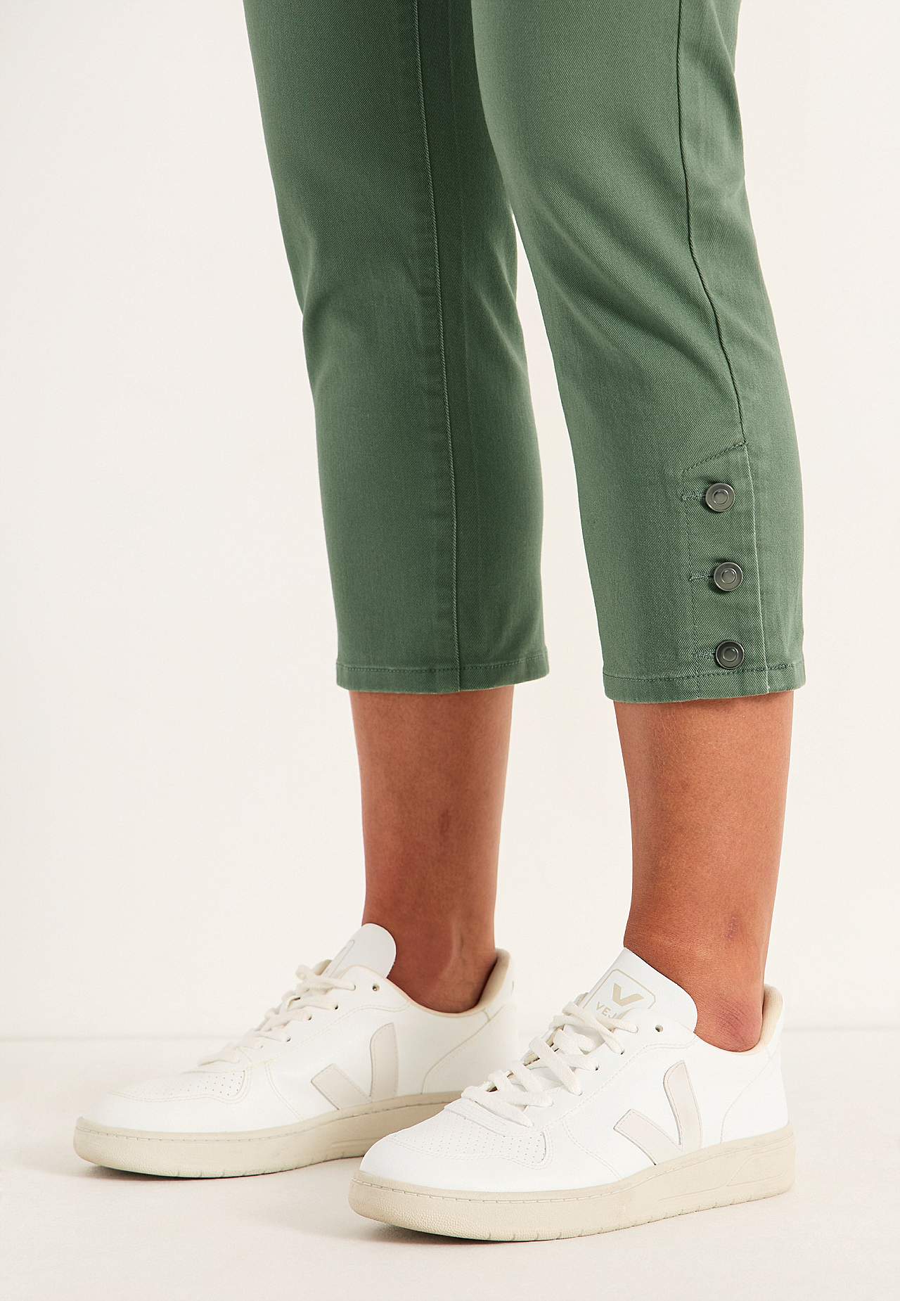 Caprijeans med design med fem lommer