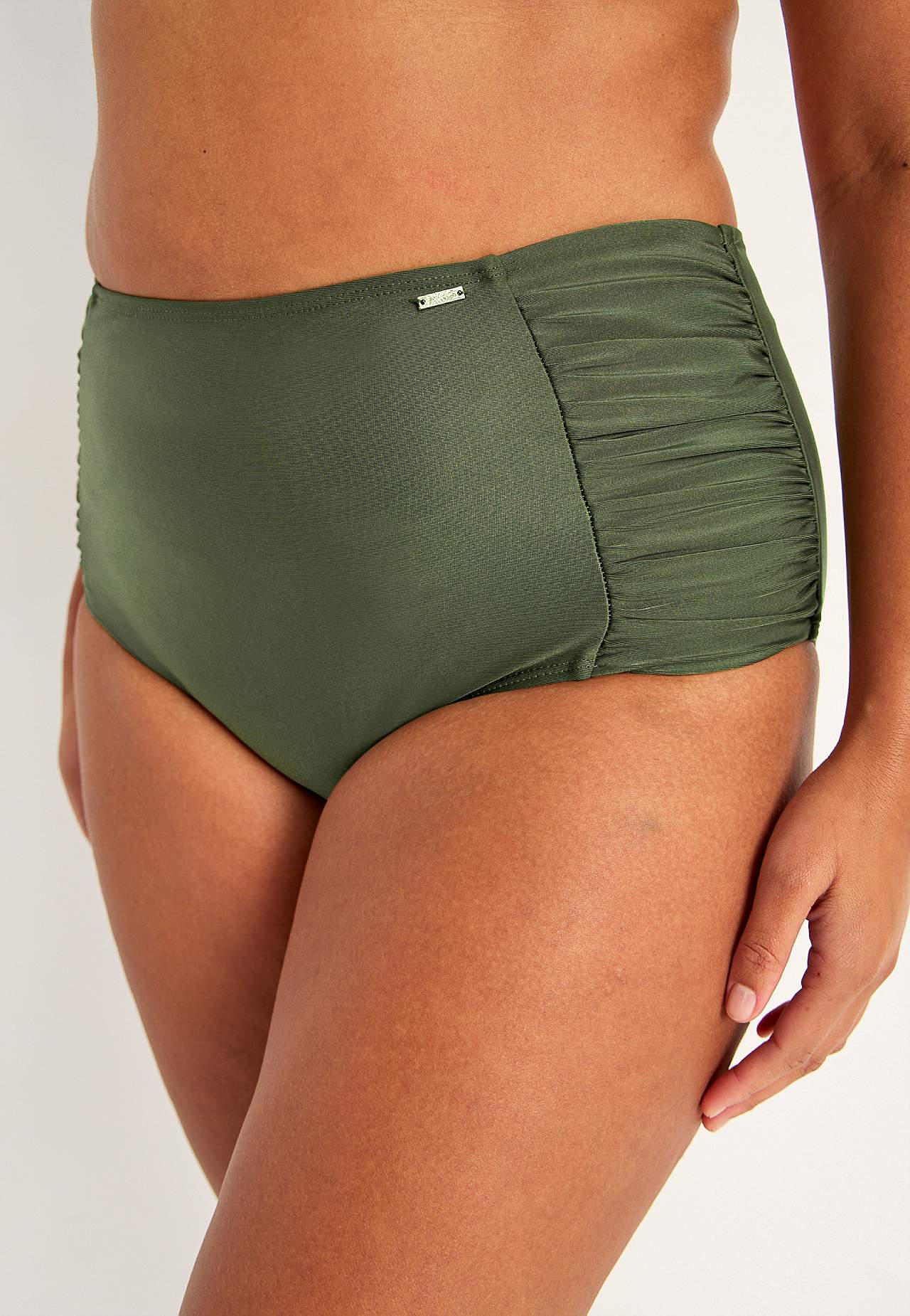 Ensfarget bikiniunderdel med høy midje Honolulu