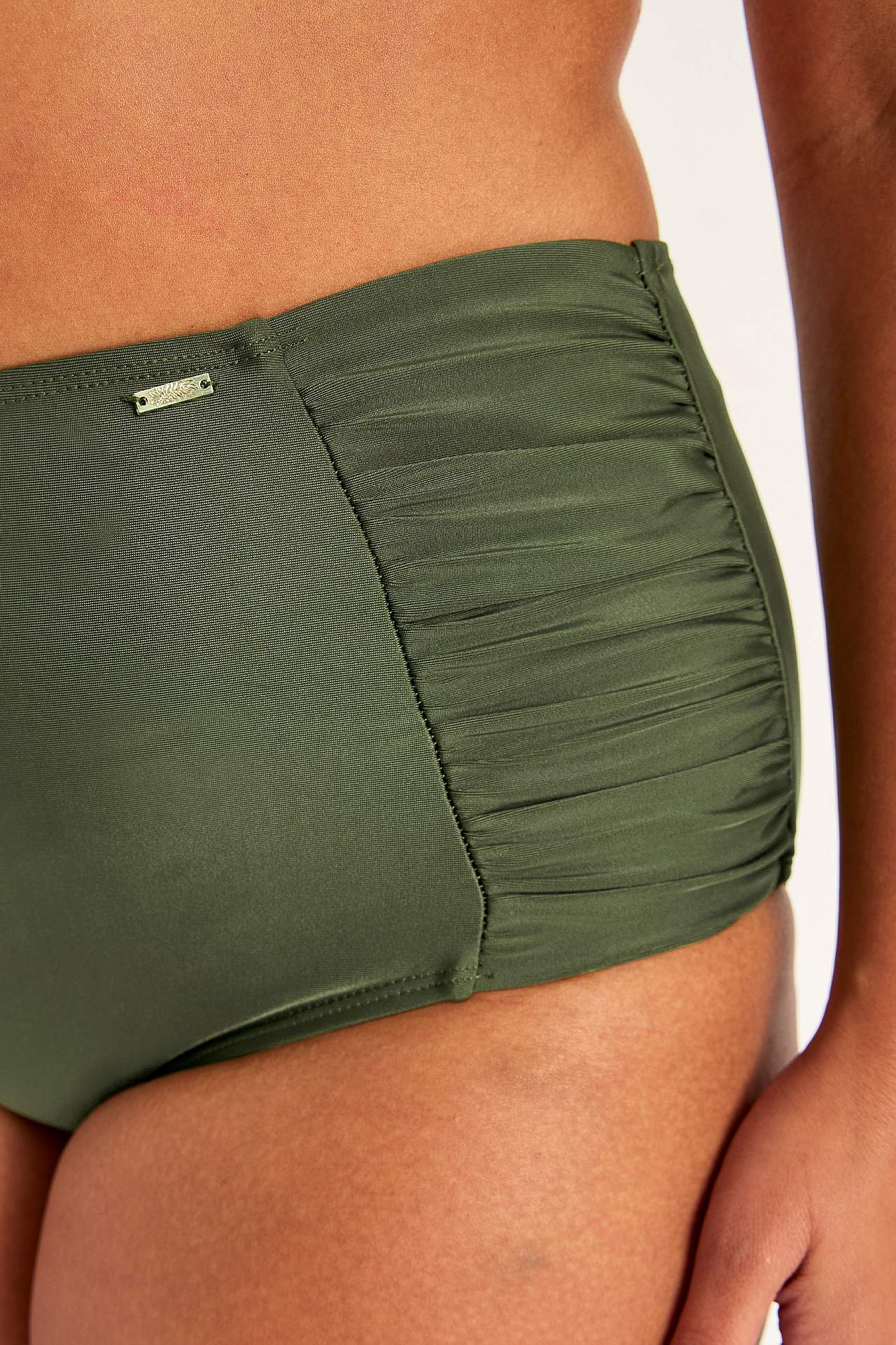 Ensfarget bikiniunderdel med høy midje Honolulu