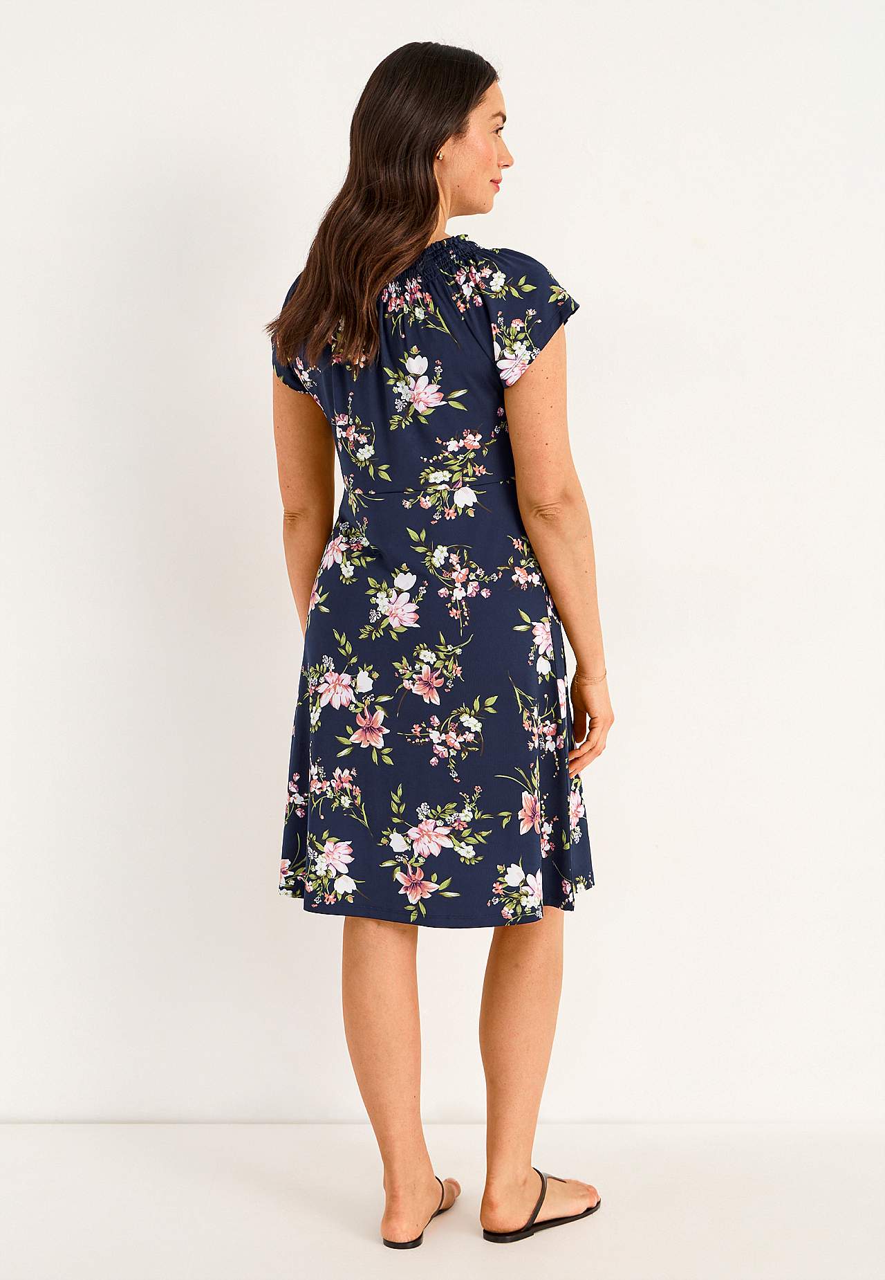 Jersey-kjole med et blomstermønster