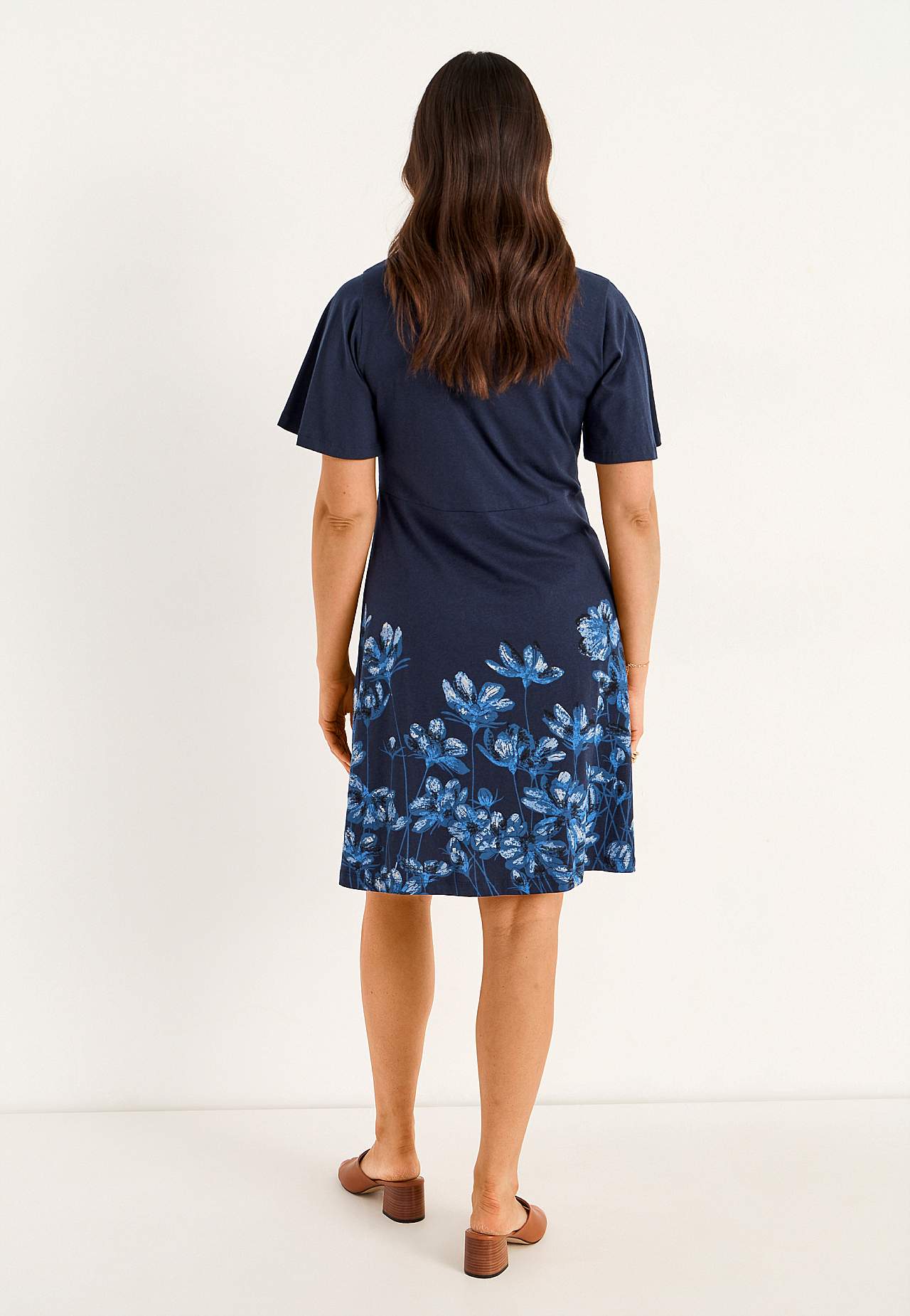 Jersey-kjole med blomster mønster