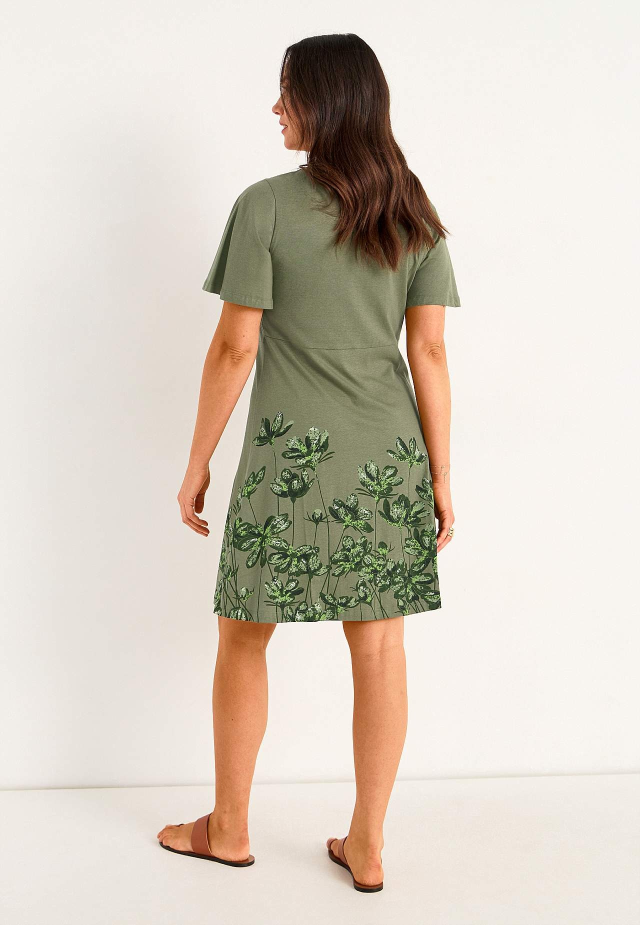 Jersey-kjole med blomster mønster