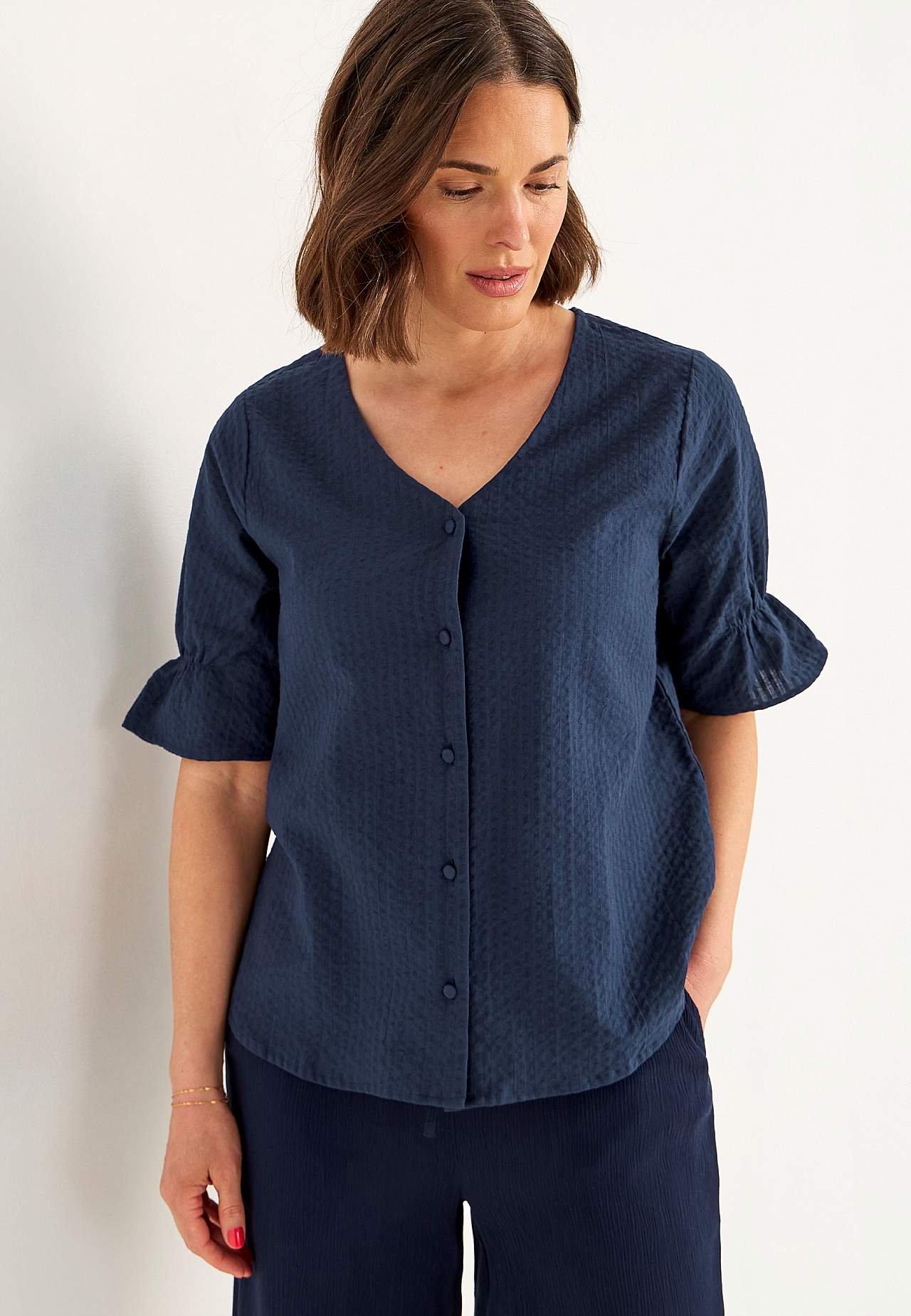 Bluse i seersucker