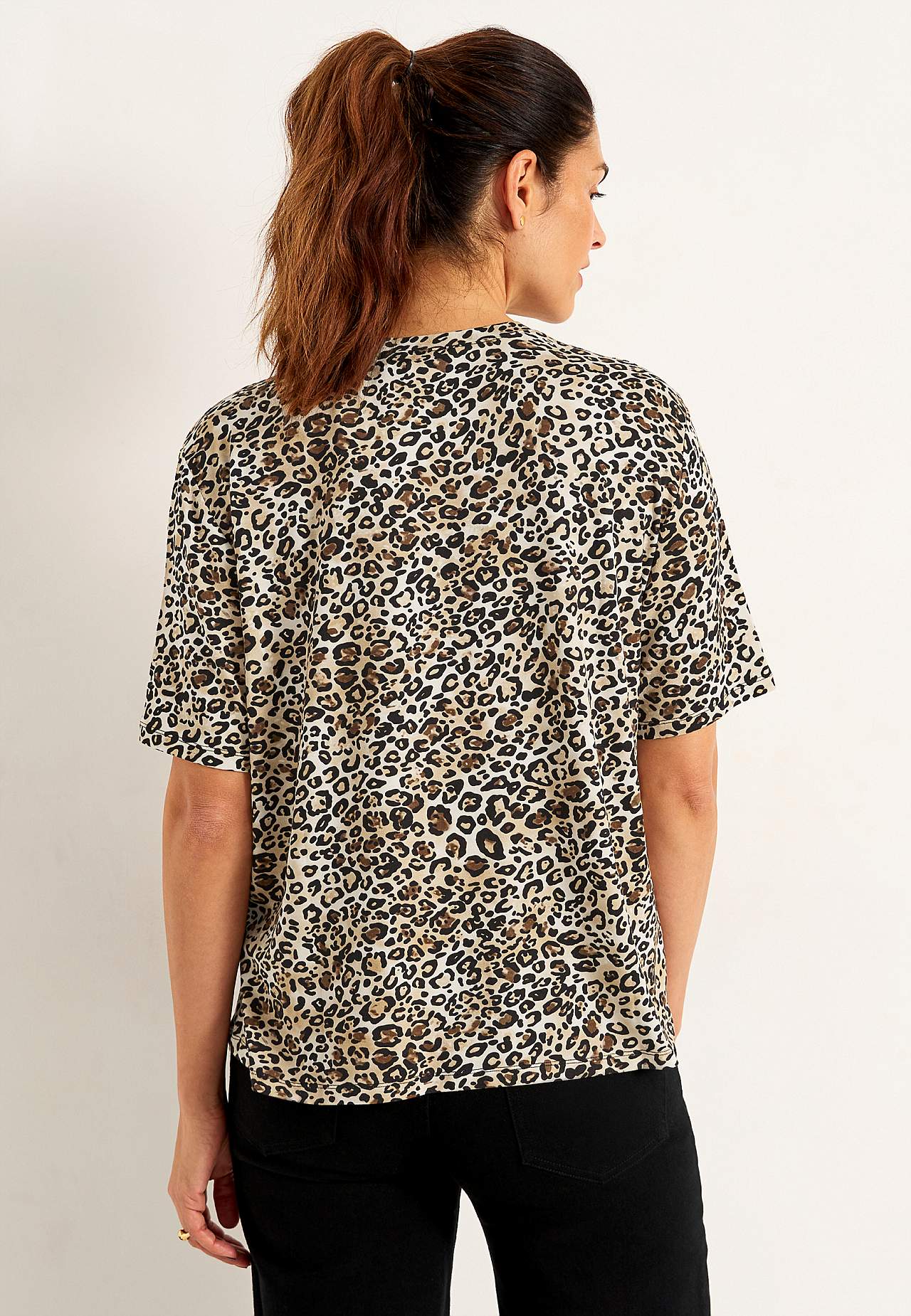 Leopardmønstret jerseytopp