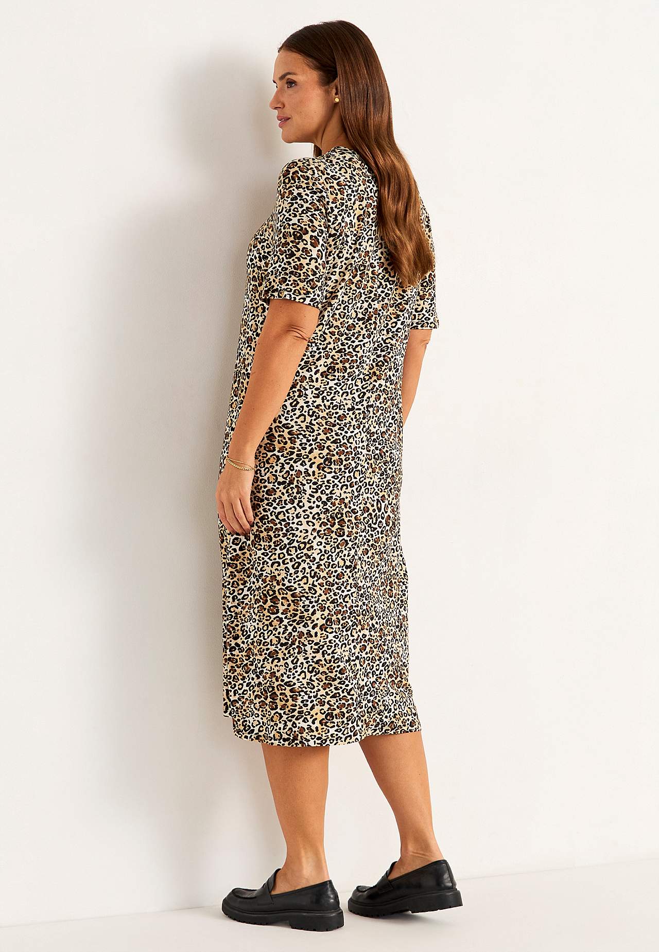 Leopardmønstret Jersey-kjole