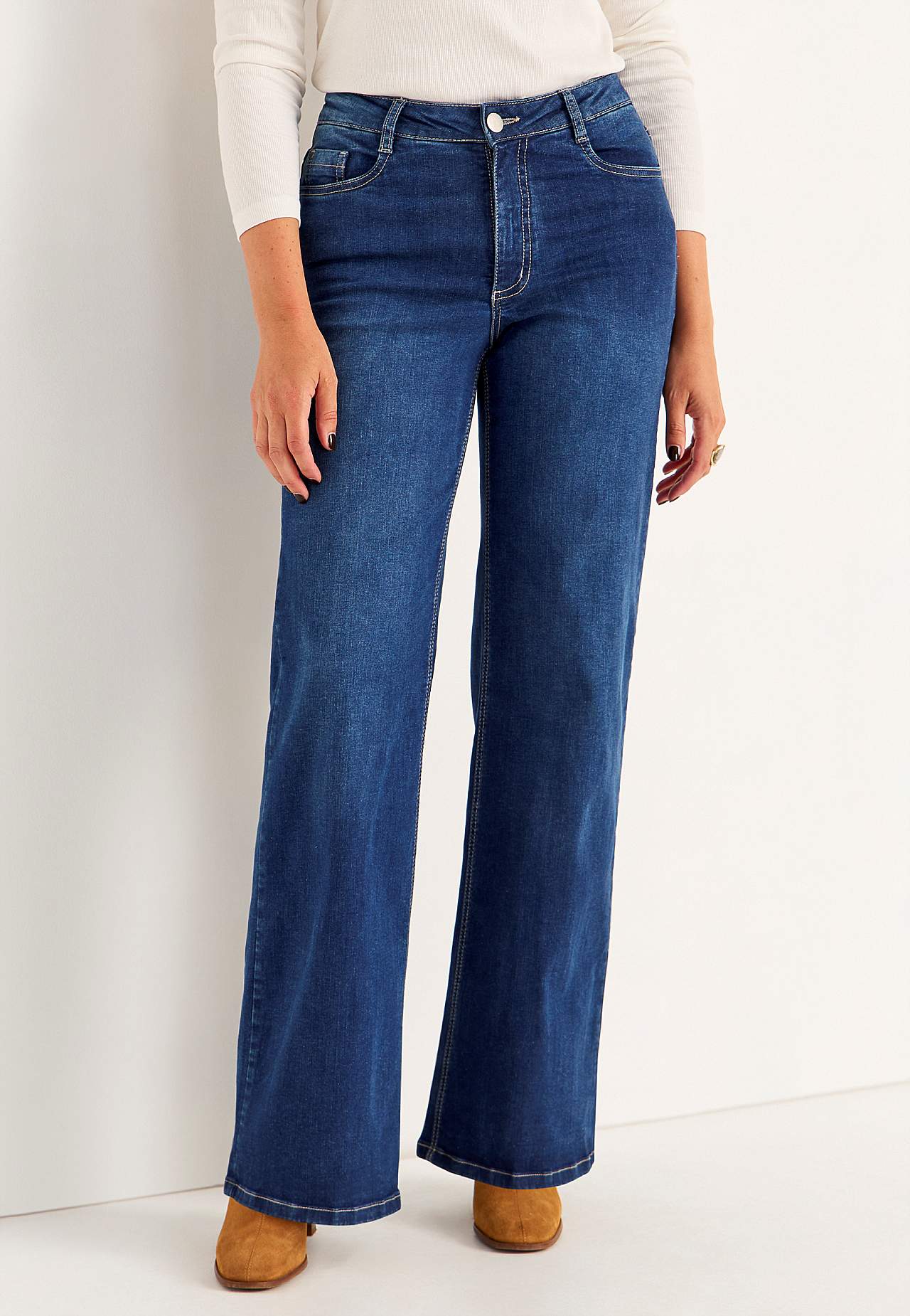 Vide, lange jeans med høy midje Renata