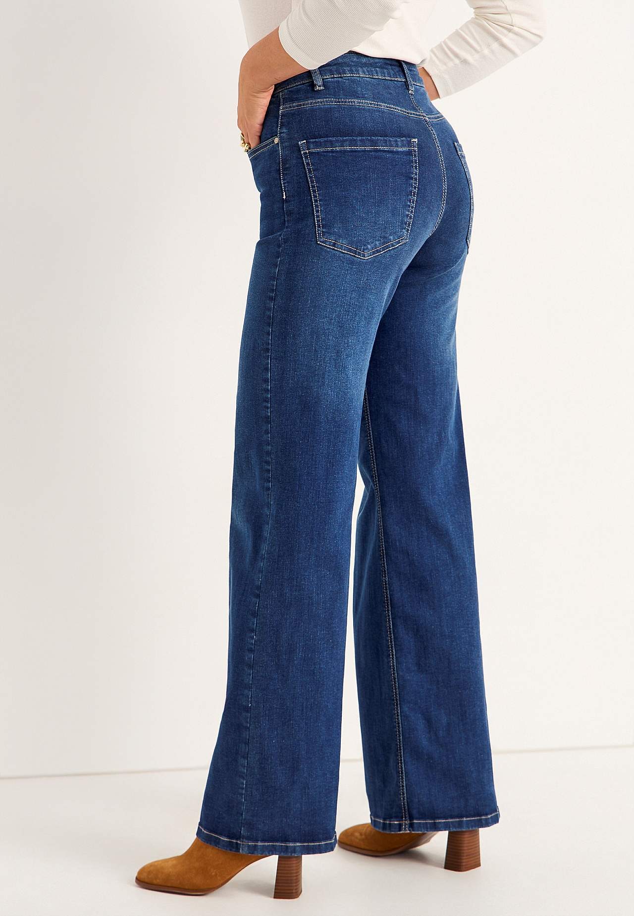 Vide, lange jeans med høy midje Renata
