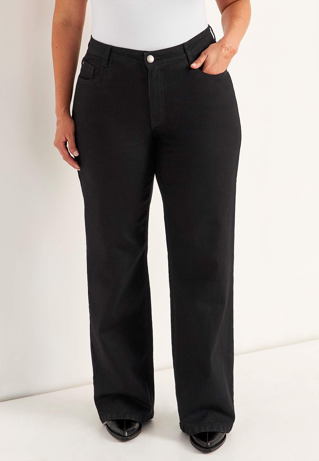 Vide, lange jeans med høy midje Renata