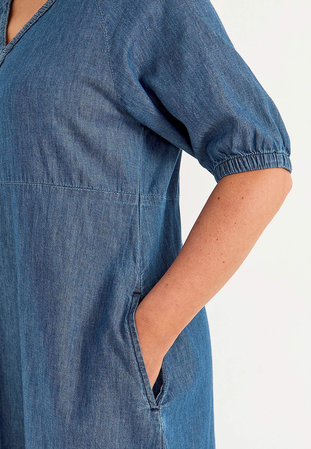 Denimkjole med puffermer