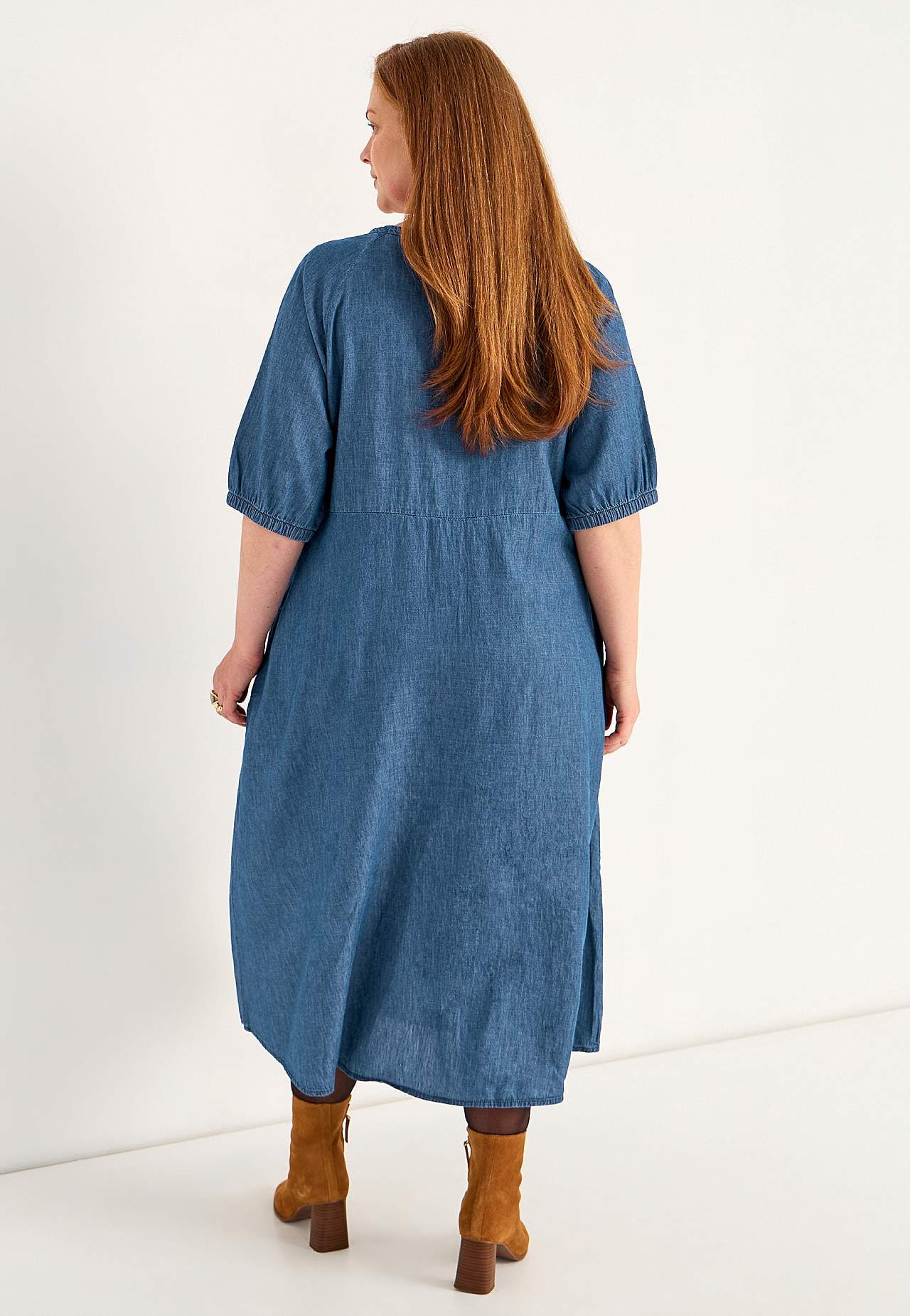Denimkjole med puffermer