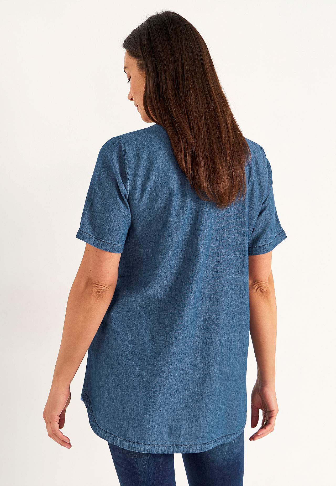 Denimtunika med dekorativ v-hals