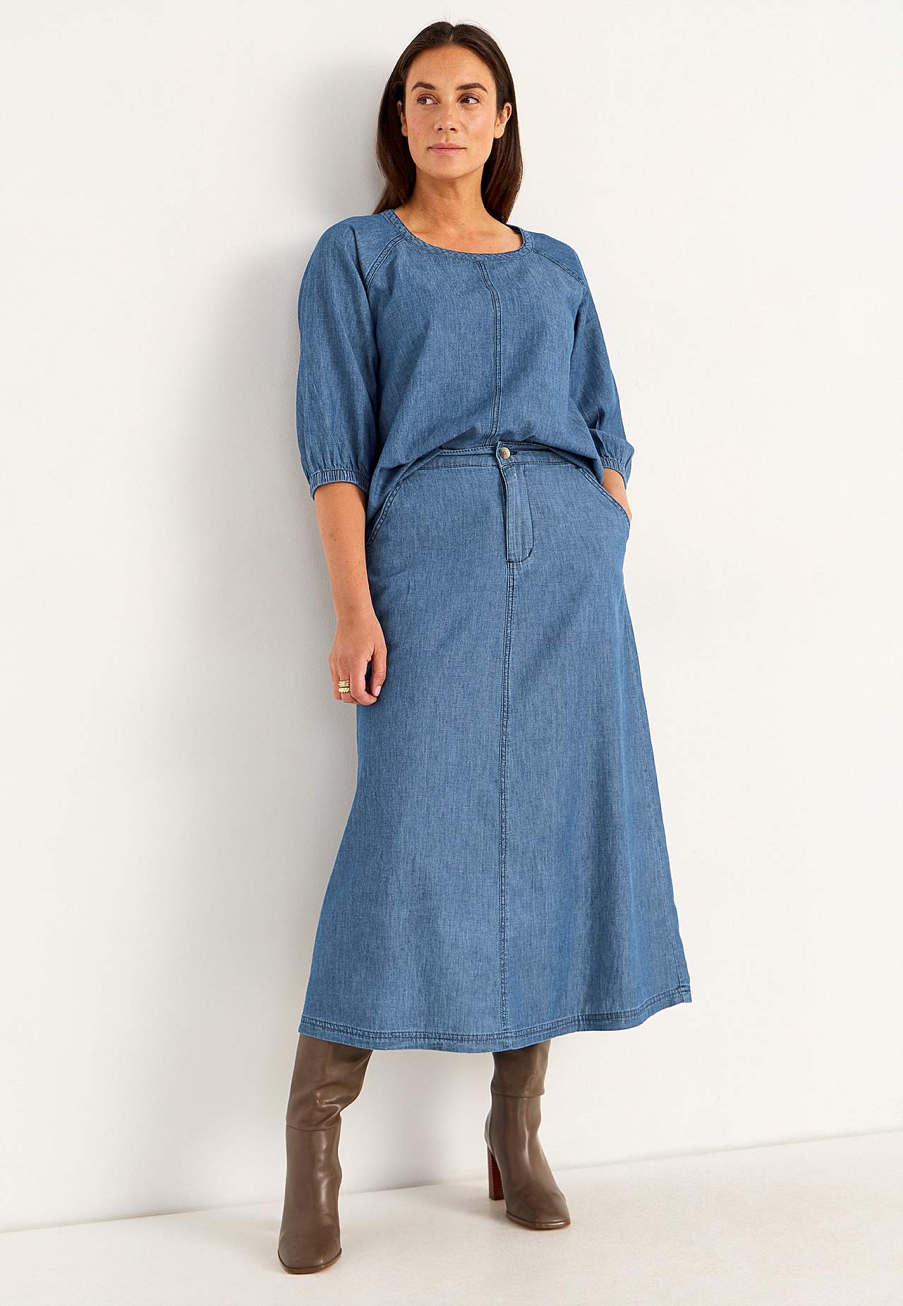 Denim skjørt med lommer