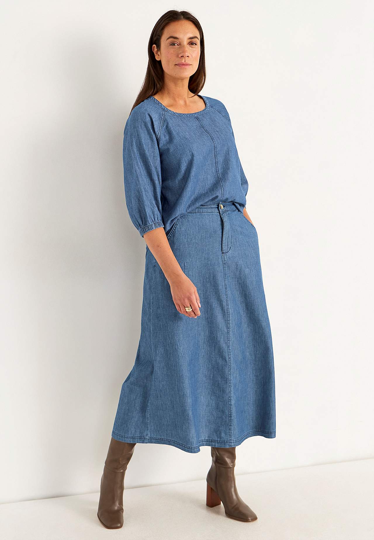 Denim skjørt med lommer