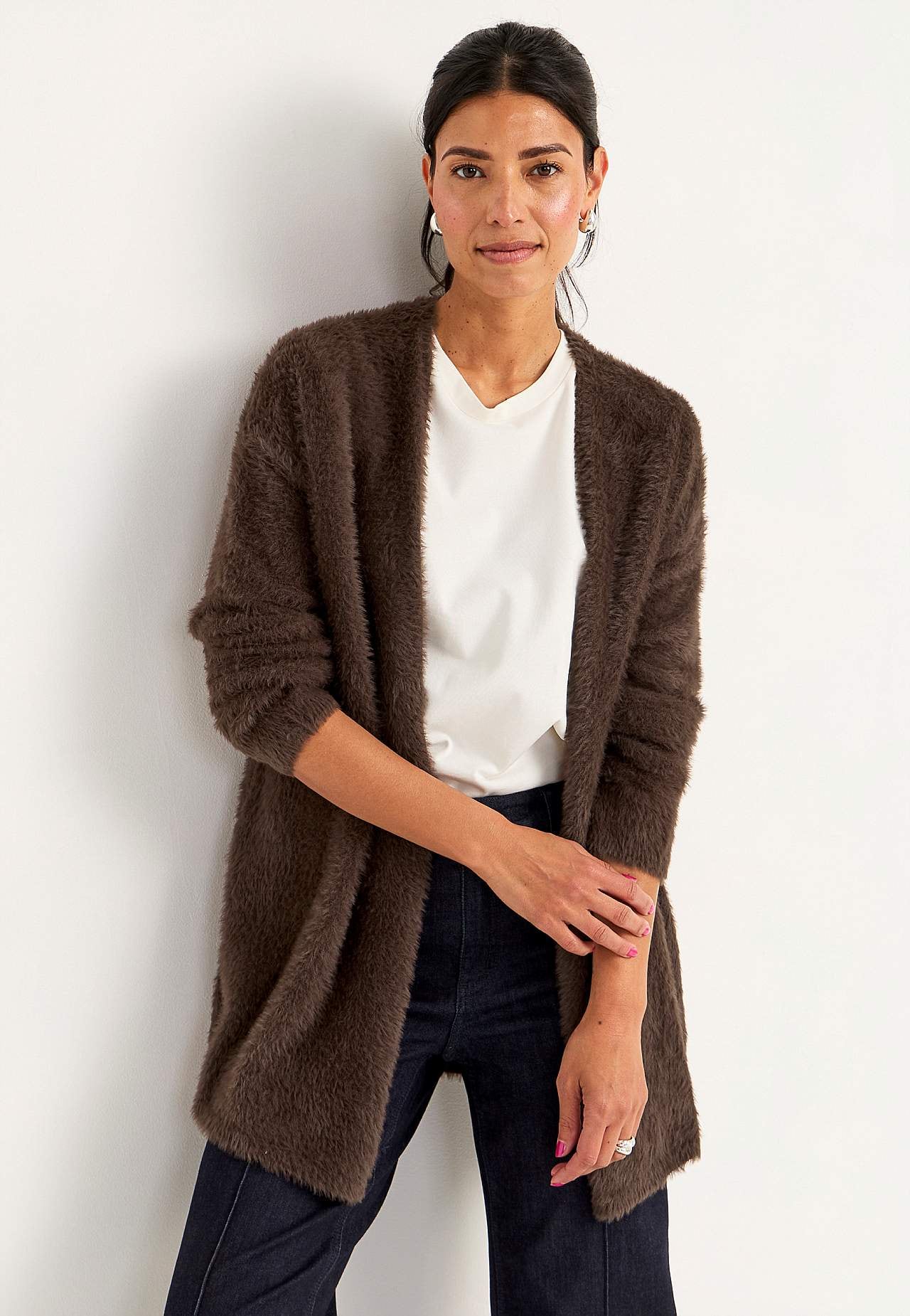 Strikket, åpen cardigan
