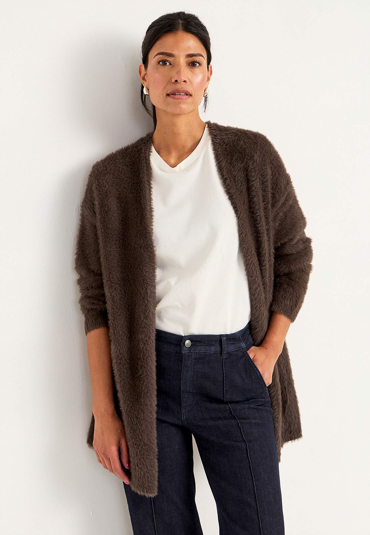 Strikket, åpen cardigan
